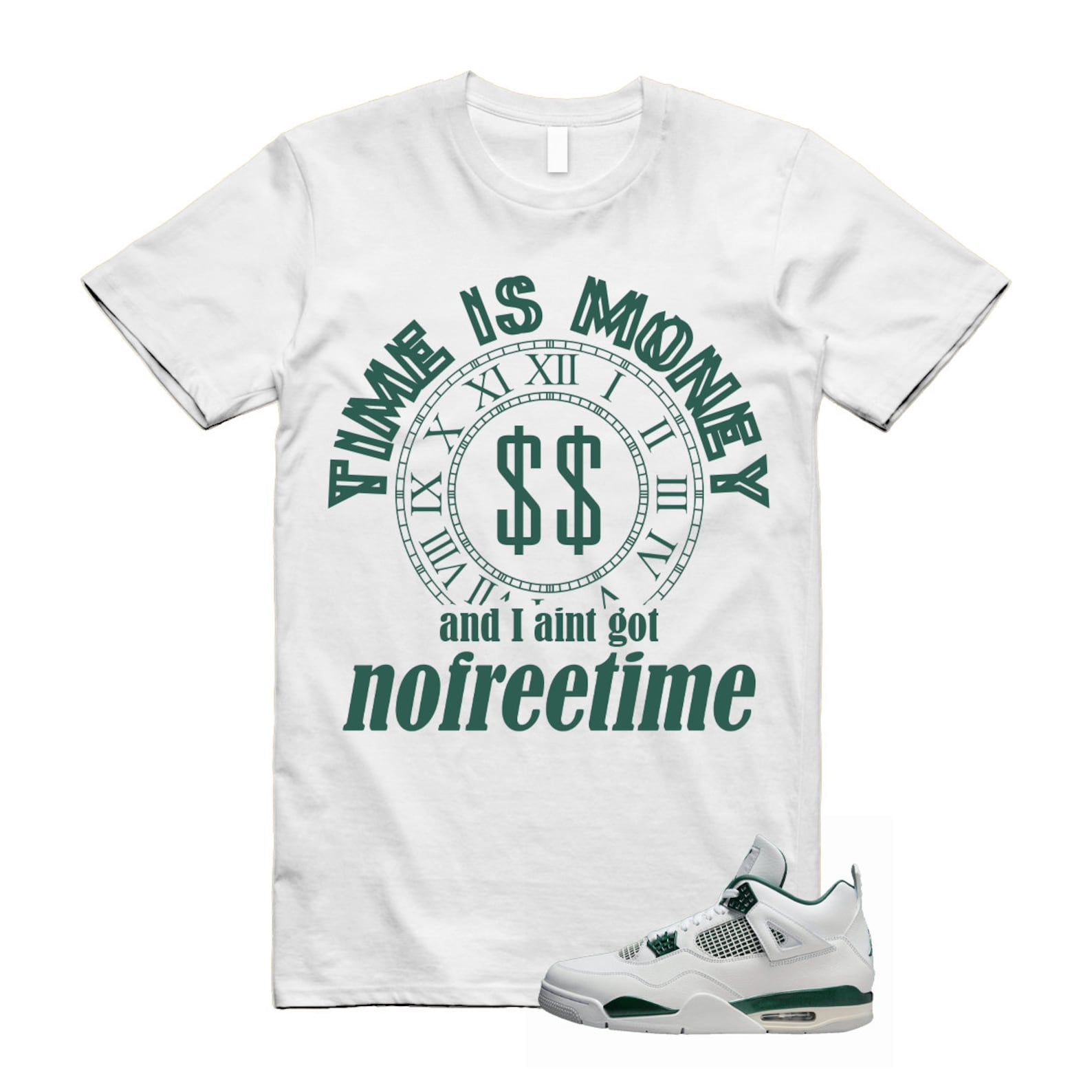 4 Oxidized Green White Neutral Grey T Shirt Match FREE TIME T-Shirt, Sneaker Match Tee
