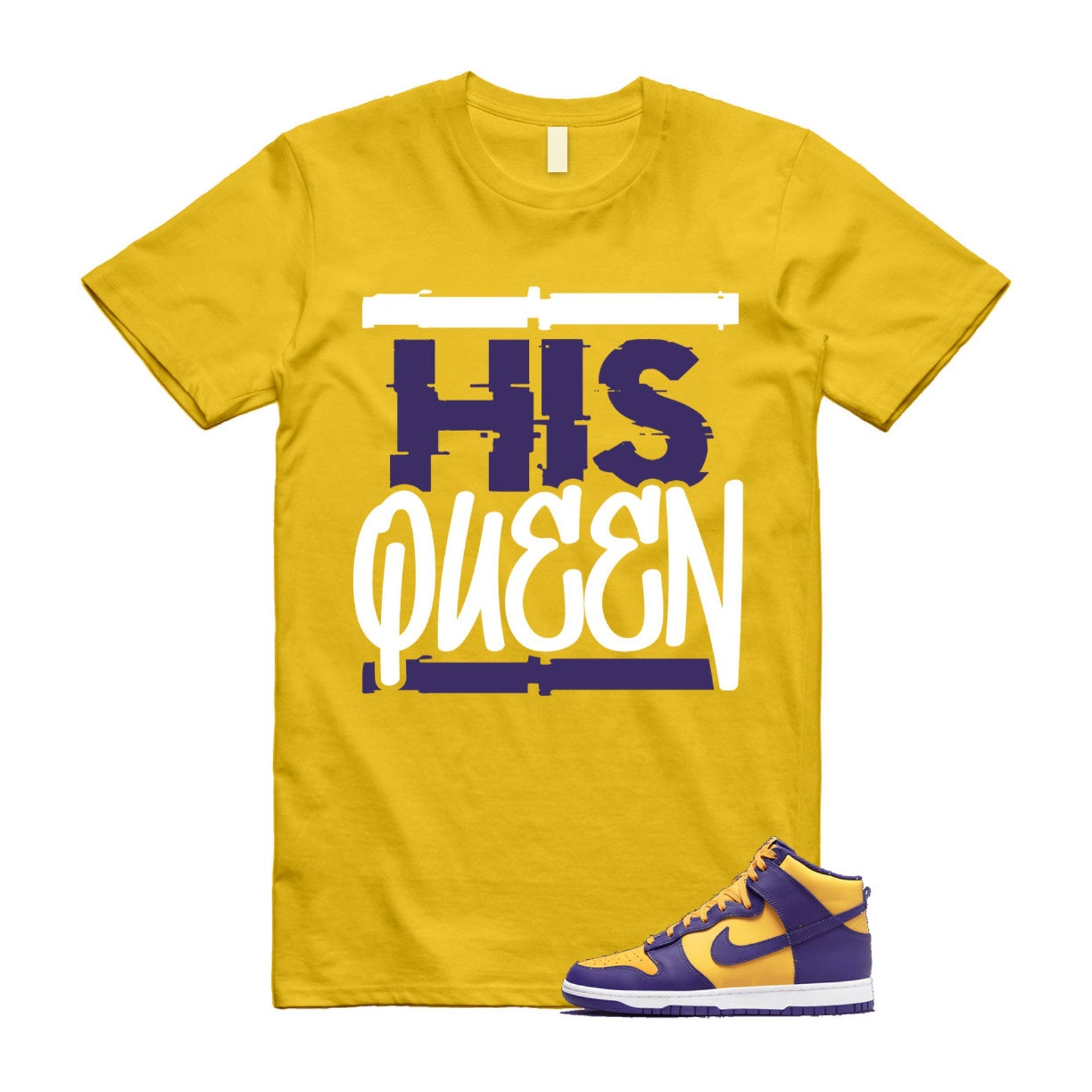 Dunk Lakers University Gold Court Purple High White T Shirt Match HQ T-Shirt, Sneaker Match Tee