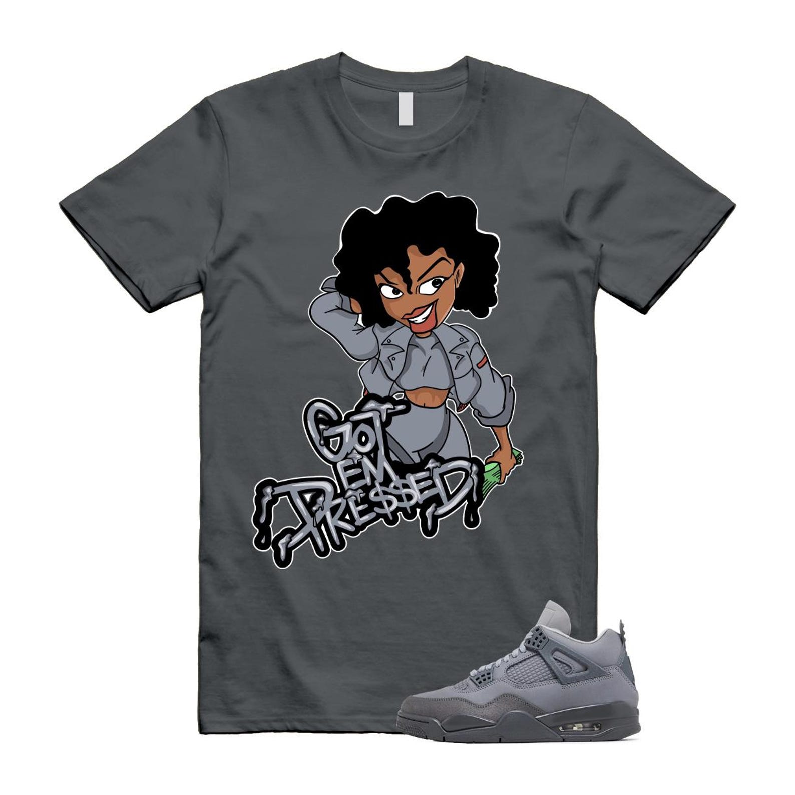 4 Wet Cement Smoke Iron Grey Retro SE T Shirt Match PRESSED T-Shirt, Sneaker Match Tee