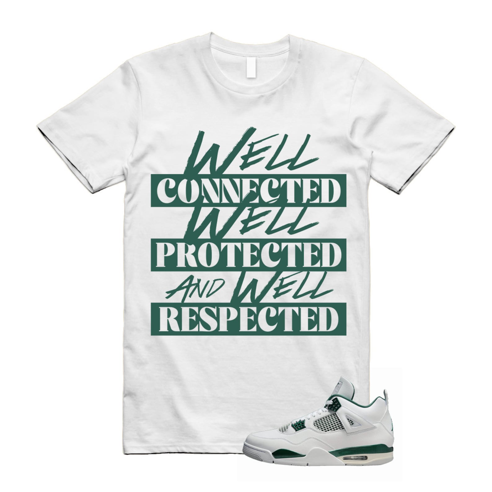 4 Oxidized Green White Neutral Grey T Shirt Match WELL T-Shirt, Sneaker Match Tee