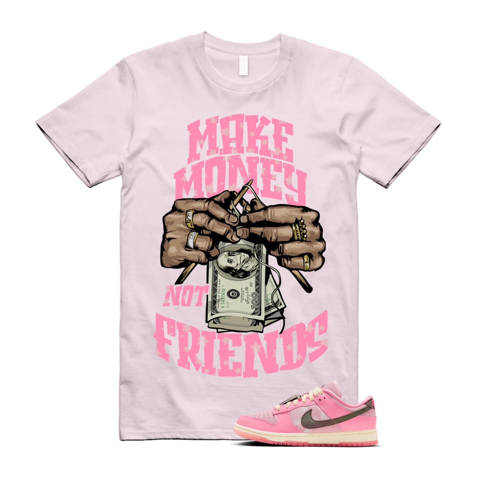 Dunk Pink Stars LX Foam Pale Vanilla Black Lotus T Shirt Match MM T-Shirt, Sneaker Match Tee