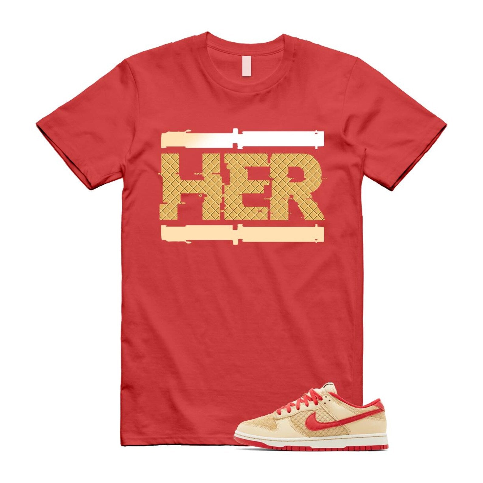 Dunk Strawberry Waffle Pale Vanilla University Red Sail Wheat Low Retro SE T Shirt Match HER T-Shirt, Sneaker Match Tee