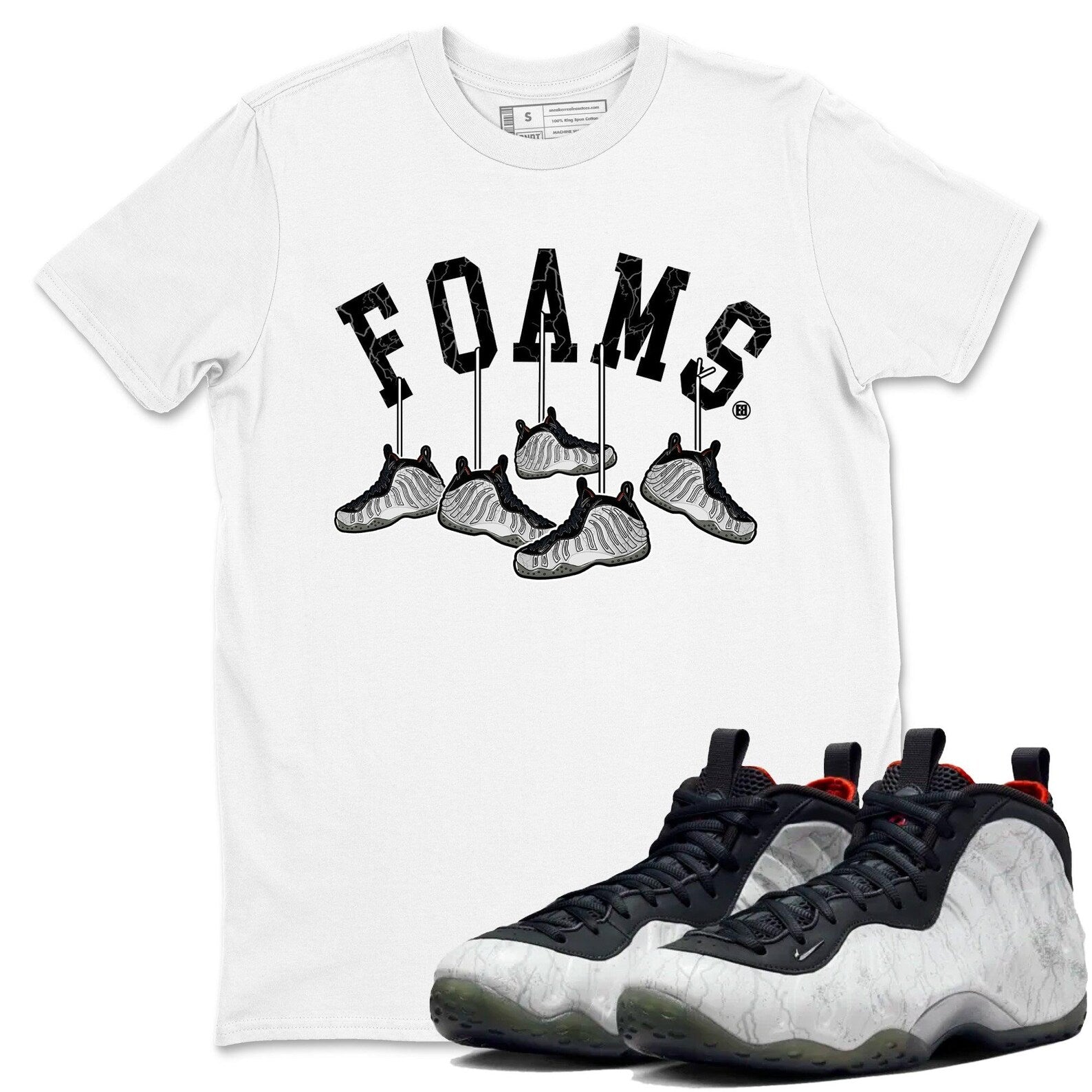 Hanging Sneakers Unisex T Shirts To Match Sneakers Air Foamposite One Jin T-Shirt, Sneaker Match Tee