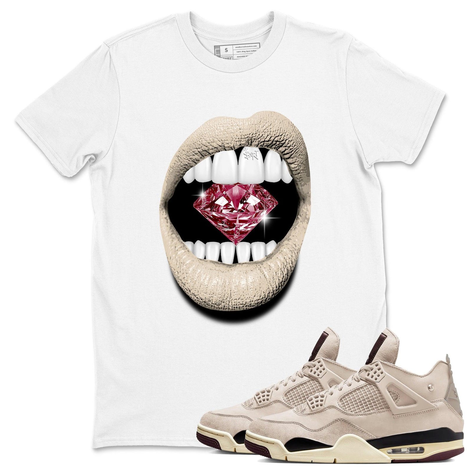 Lips Diamond Sneakerhead Gift Sneaker T Shirts To Match Jordans 4s A Ma Maniere x Fossil Stone T-Shirt, Sneaker Match Tee