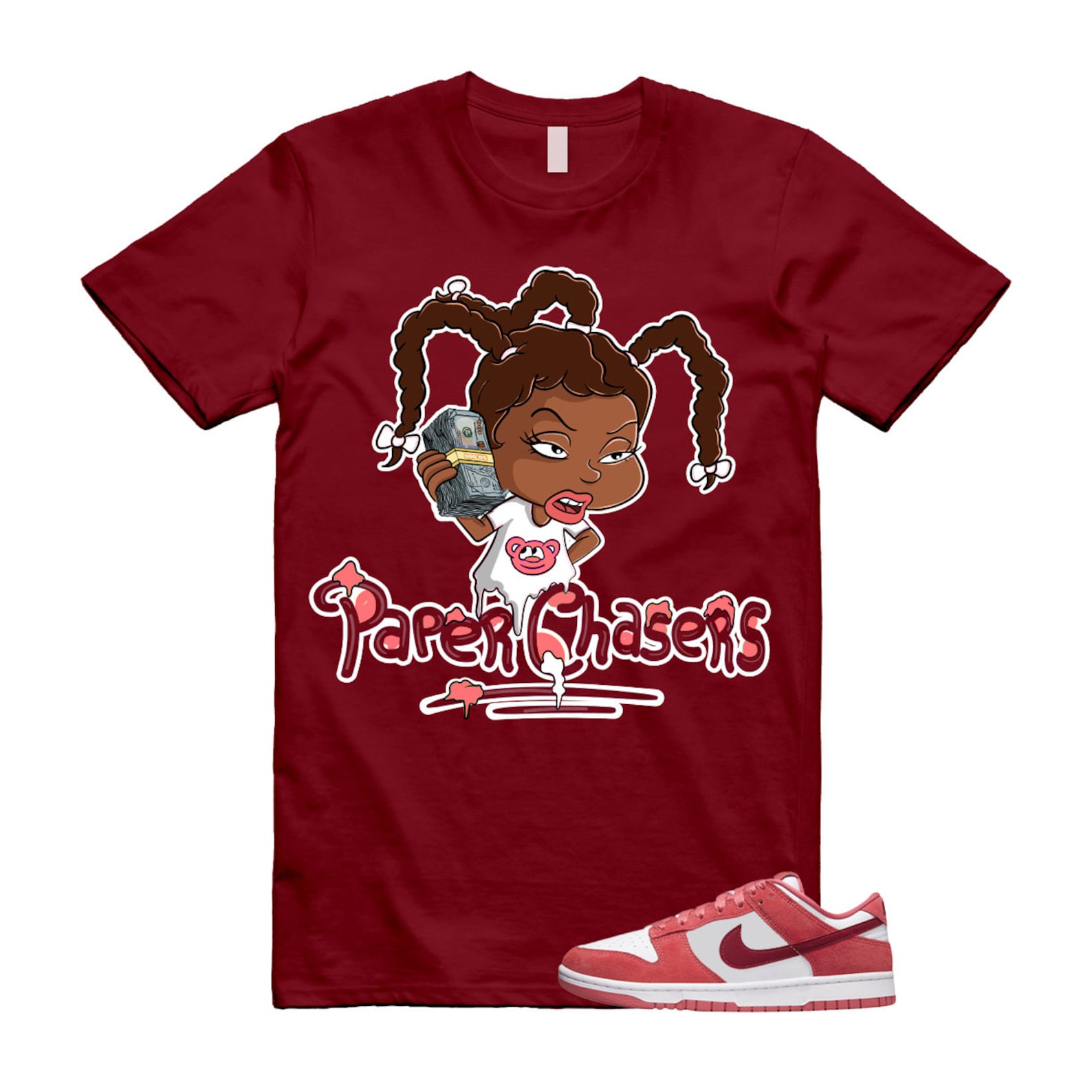 Dunk Valentine's Day Low Team Red Adobe Dragon White T Shirt Match PC T-Shirt, Sneaker Match Tee