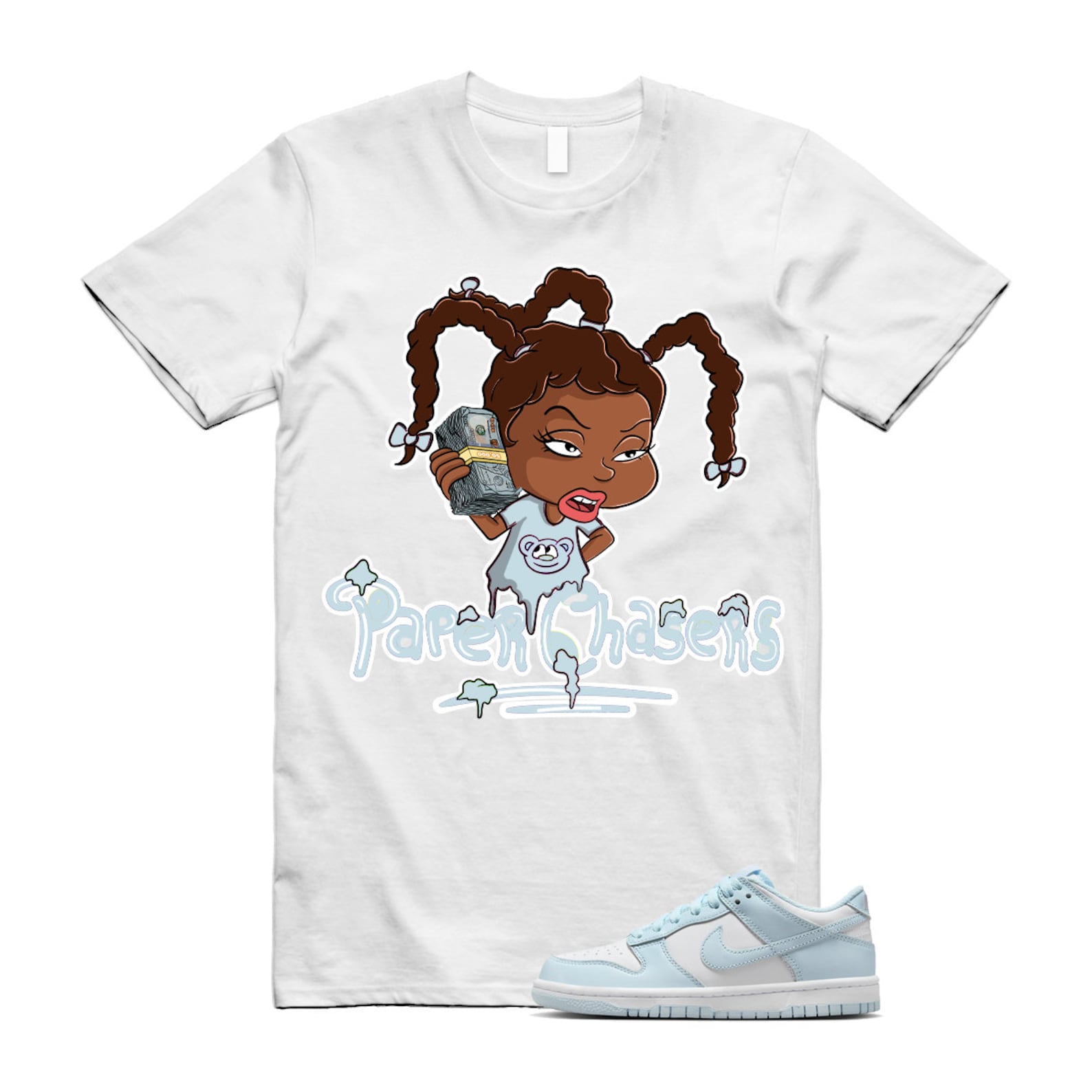 Dunk White Glacier Blue Low GS T Shirt Match PC T-Shirt, Sneaker Match Tee