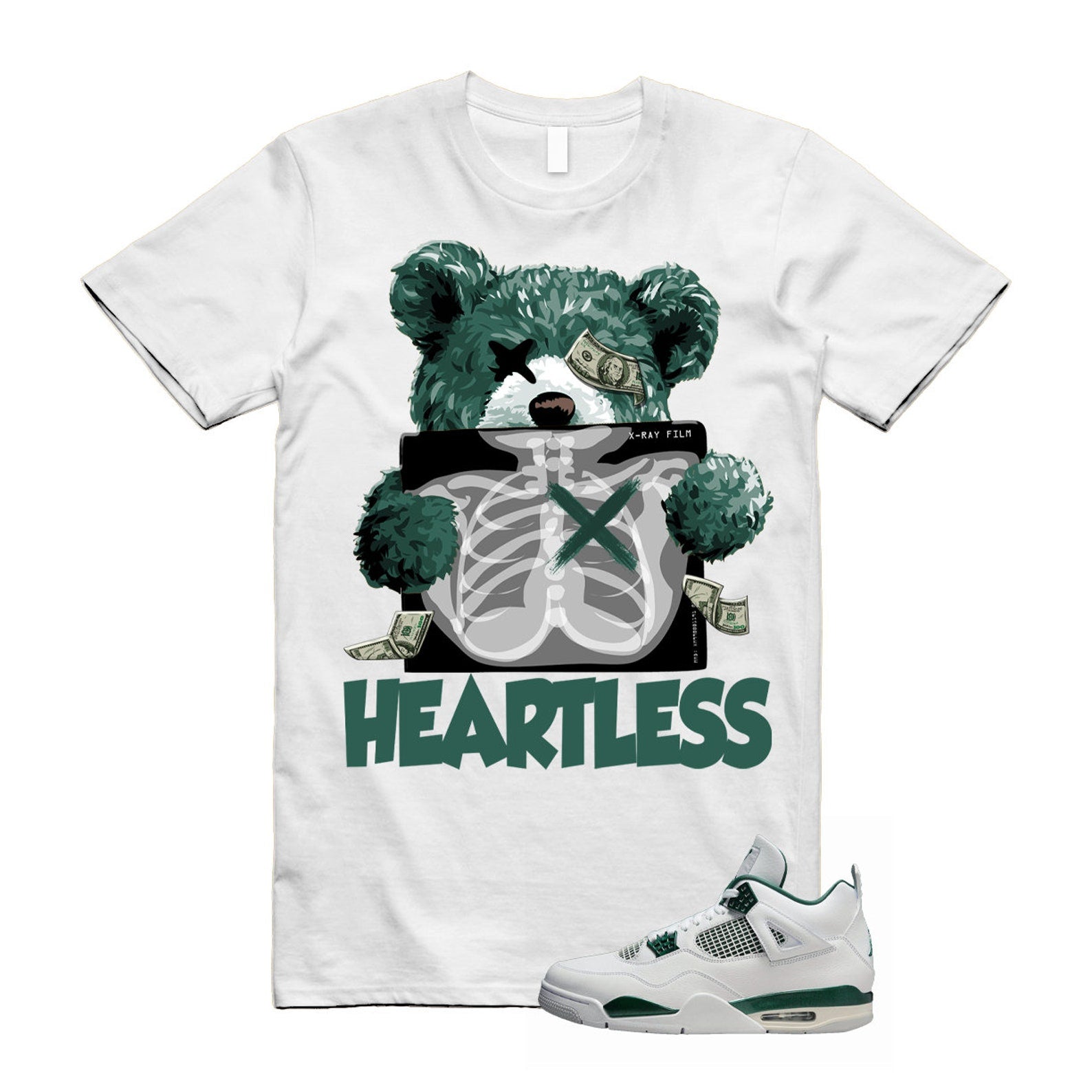4 Oxidized Green White Neutral Grey T Shirt Match HEART T-Shirt, Sneaker Match Tee