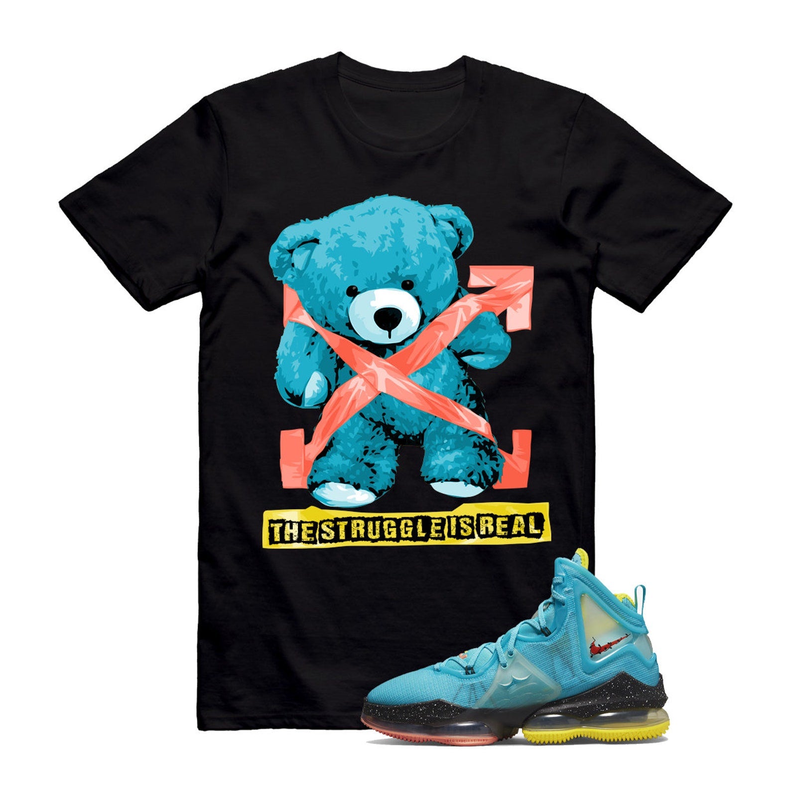 The Struggle is Real T-Shirt to match Lebron 19 Polarized Blue Crimson Bliss South Beach Christmas 1 T-Shirt, Sneaker Match Tee
