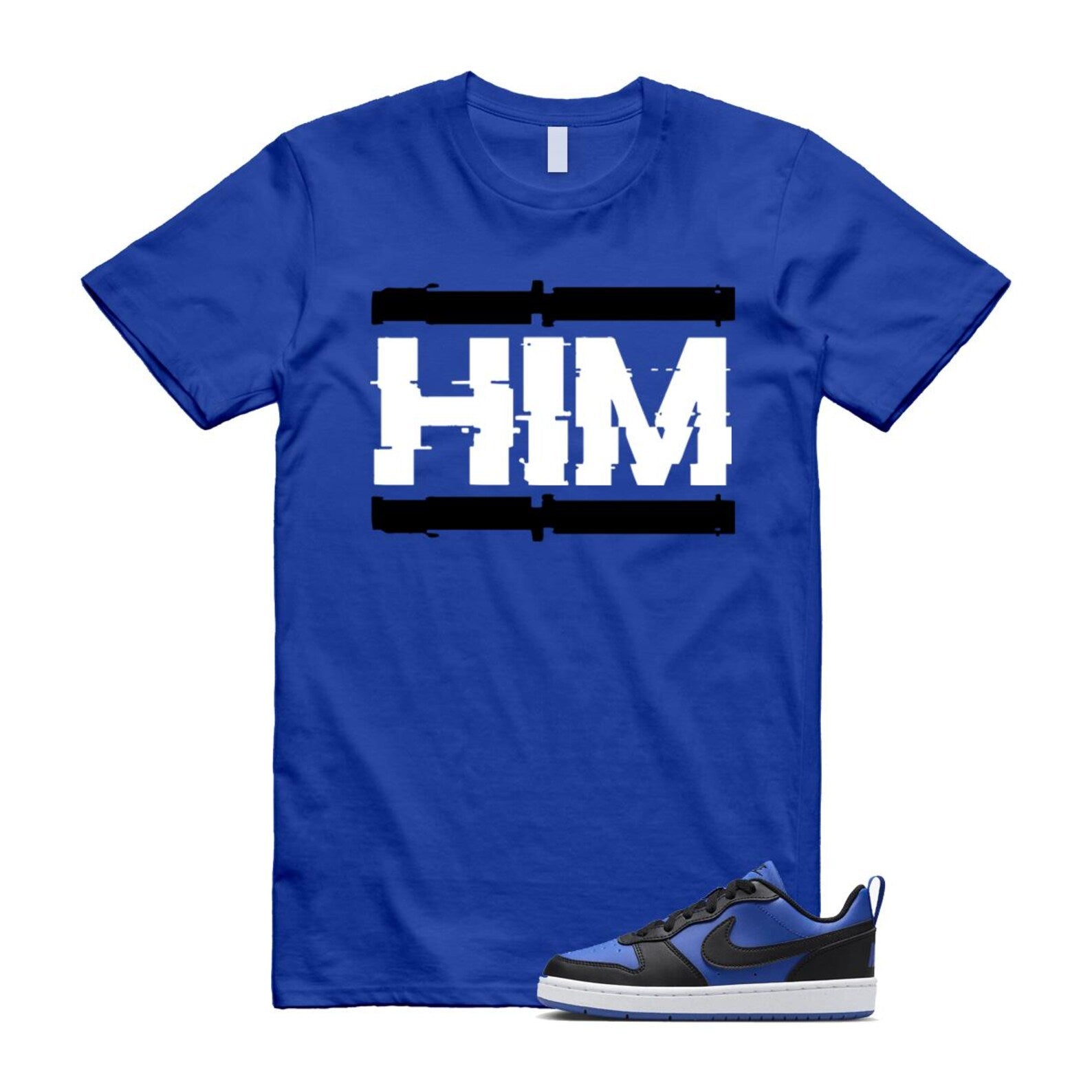 Court Borough Recraft Game Royal Blue White Black Low T Shirt Match HIM T-Shirt, Sneaker Match Tee