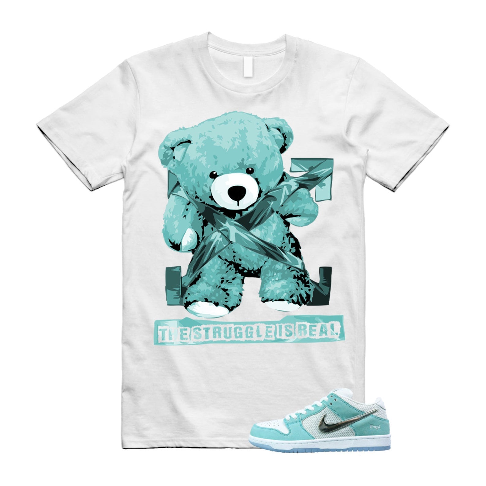Dunk April Skateboards SB Turbo Green Metallic Silver T Shirt Match STRUG T-Shirt, Sneaker Match Tee