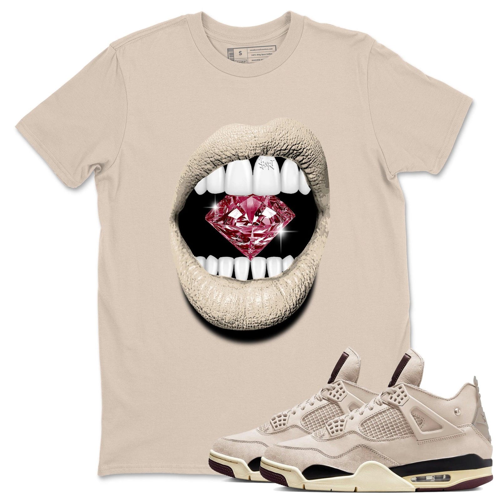 Lips Diamond Sneakerhead Gift Sneaker T Shirts To Match Jordans 4s A Ma Maniere x Fossil Stone T-Shirt, Sneaker Match Tee