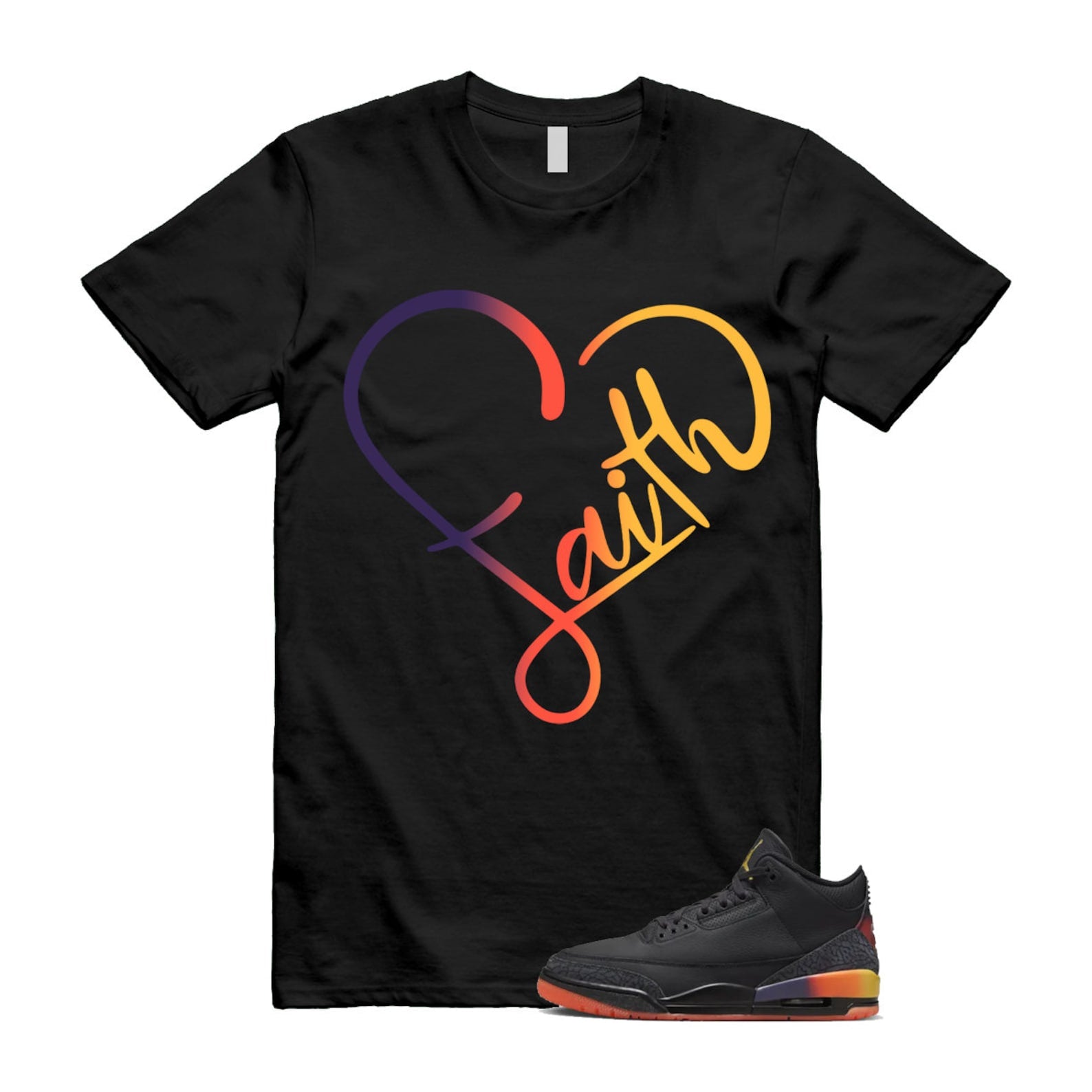 3 J Balvin Rio Black Solar Flare Total Crimson Abyss T Shirt Match FAITH T-Shirt, Sneaker Match Tee