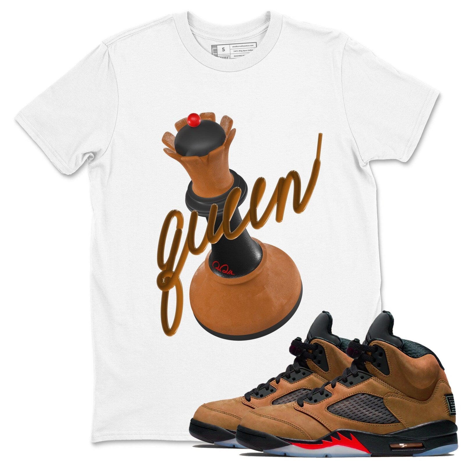 3D Queen T Shirts To Match Jordans Streetwear AJ5 Retro Archaeo Brown T-Shirt, Sneaker Match Tee