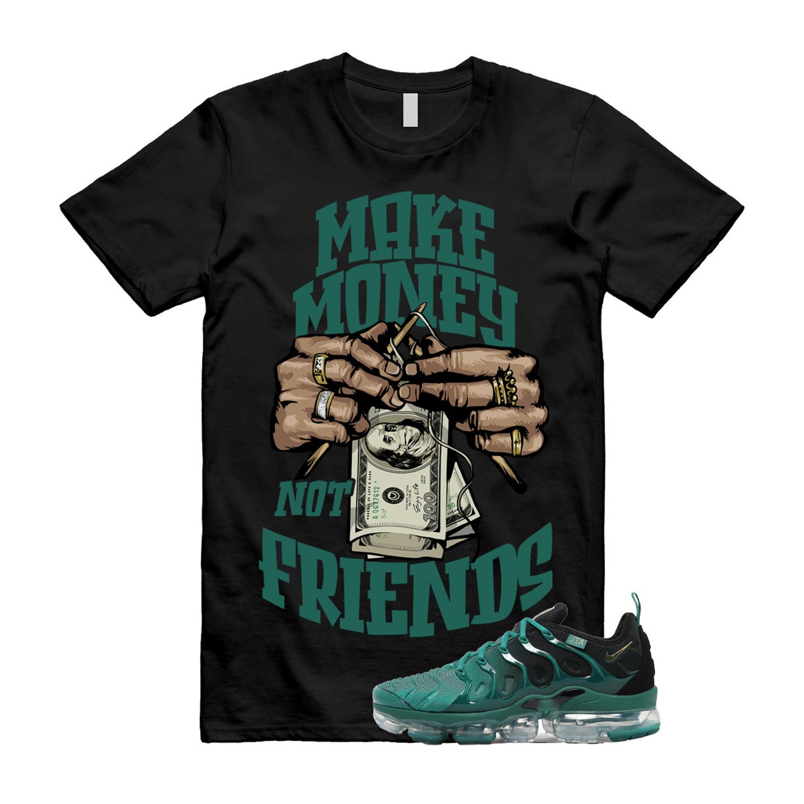 MM T Shirt to match Air Vapormax Plus Atlanta Mystic City Green Emerald Metallic Gold Silver Pine T-Shirt, Sneaker Match Tee