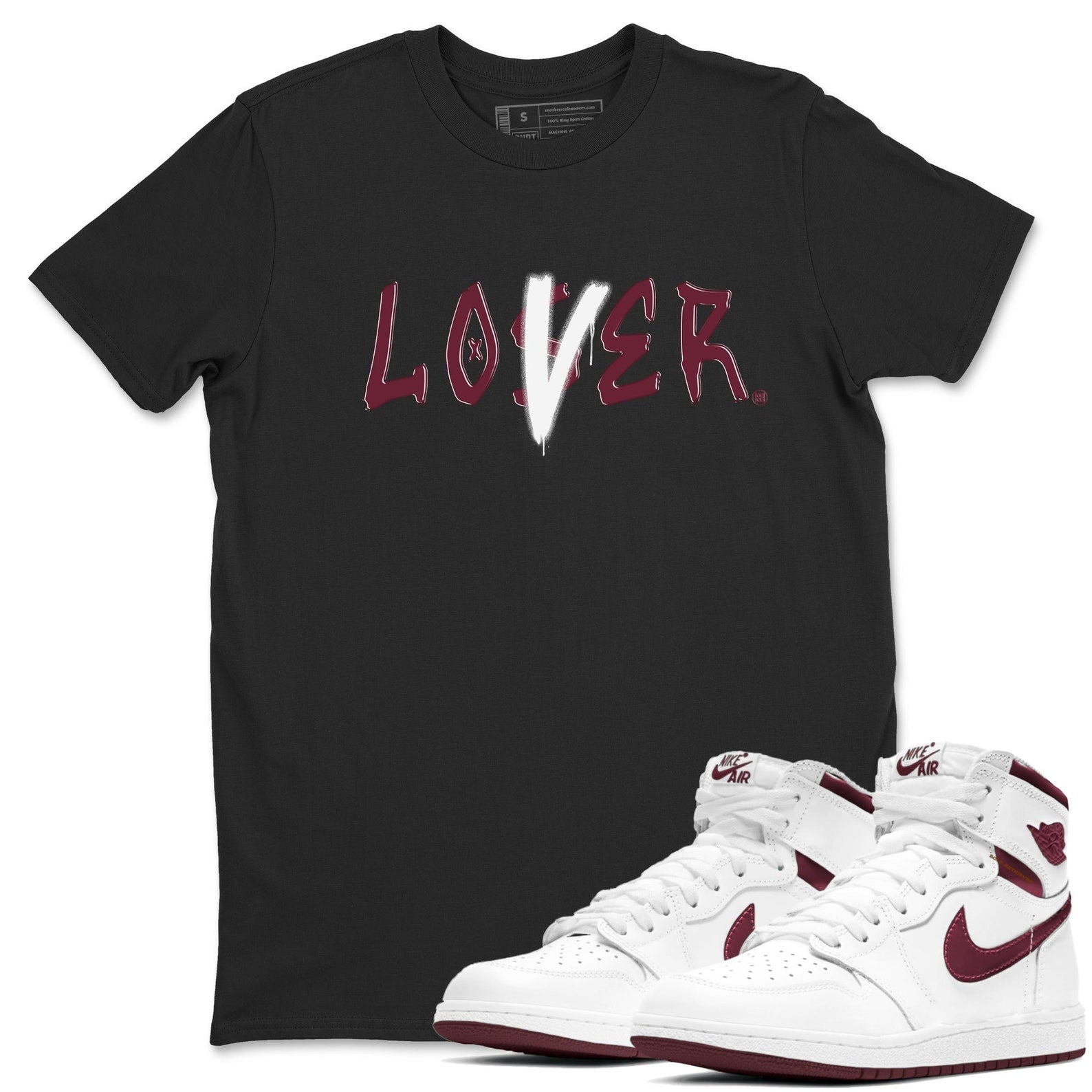 Loser Lover Sneaker T Shirts To Match Jordans 1s Metallic Burgundy T-Shirt, Sneaker Match Tee