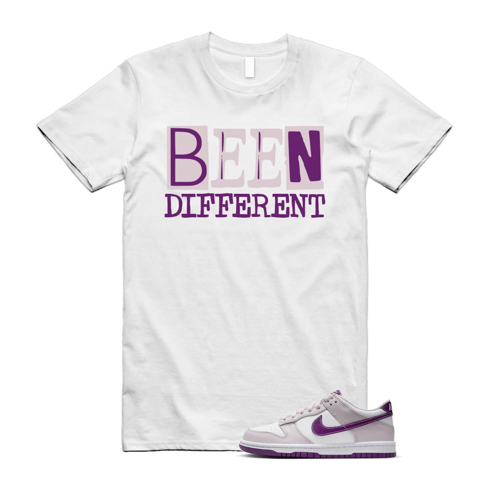 Dunk Platinum Violet Viotech White Low T Shirt Match BEEN T-Shirt, Sneaker Match Tee