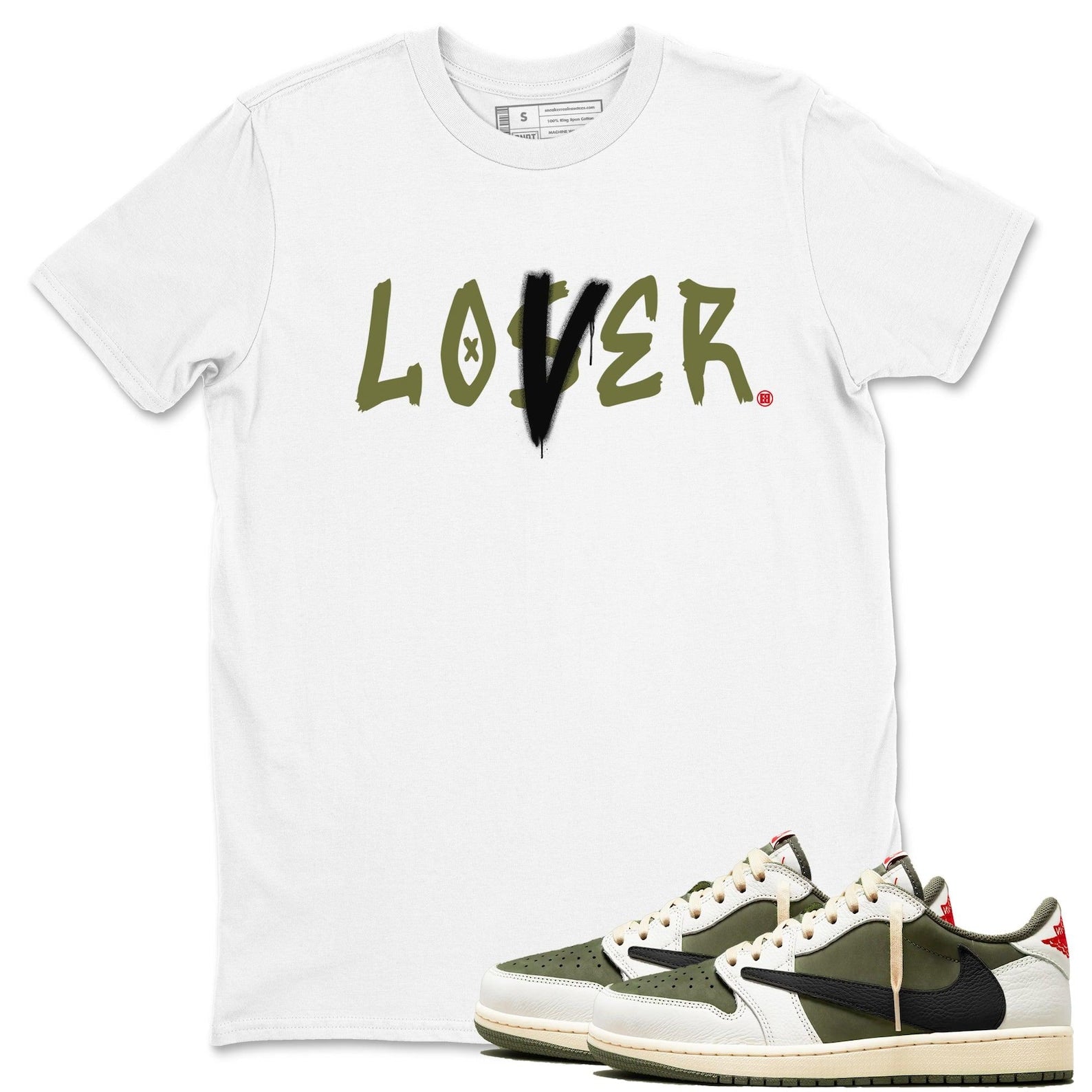 Loser Lover Sneaker T Shirts To Match Jordans 1s Travis Medium Olive T-Shirt, Sneaker Match Tee