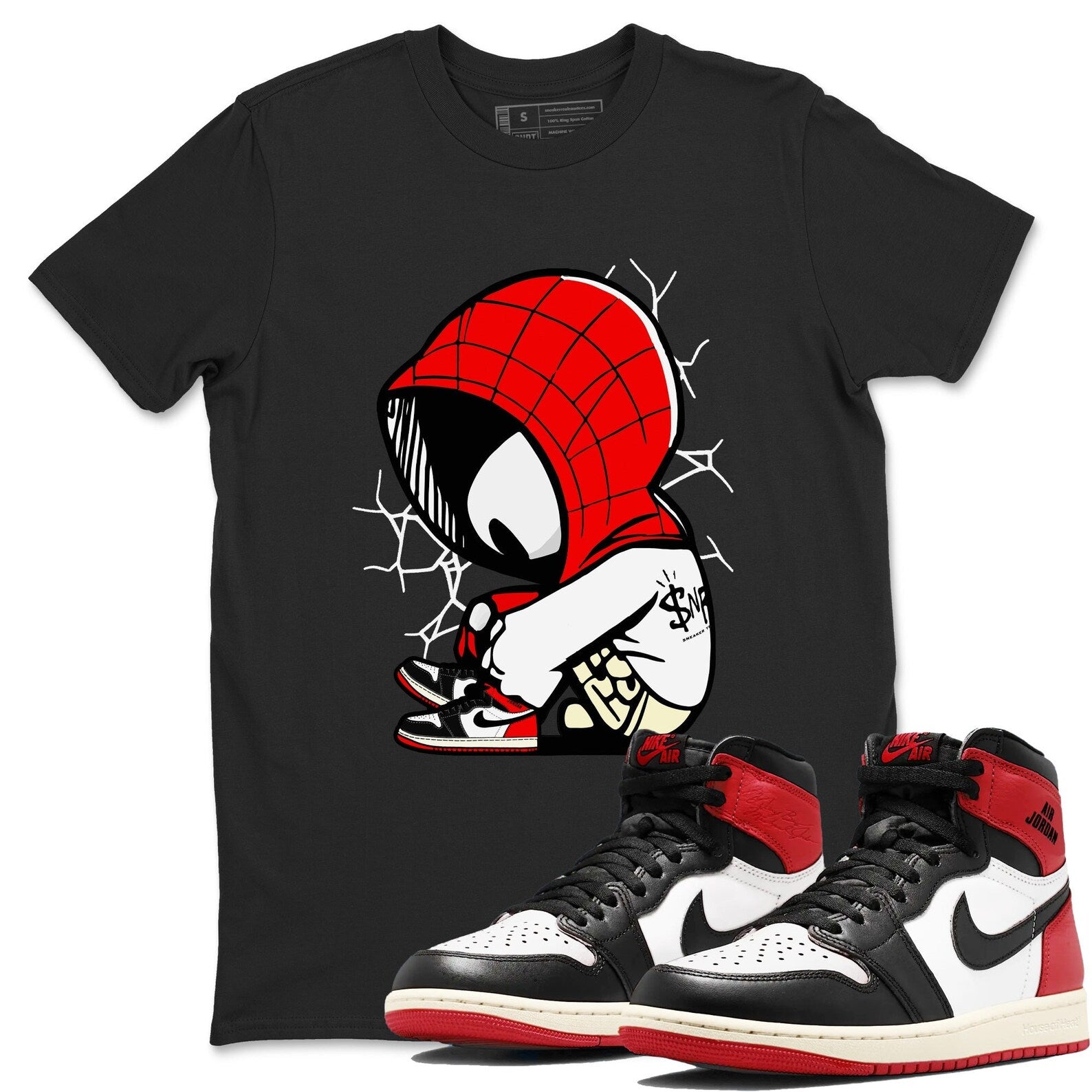 Baby Spider 1s Black Toe Reimagined Matching Jordan Shirt T-Shirt, Sneaker Match Tee