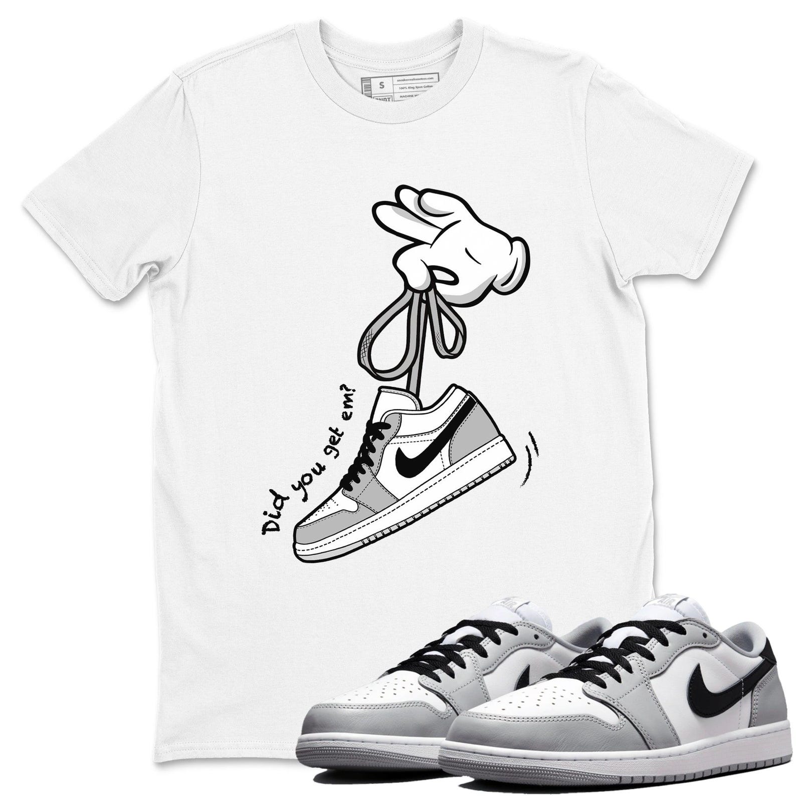 Cartoon Hands Sneaker T Shirts To Match Jordans 1 Wolf Grey T-Shirt, Sneaker Match Tee