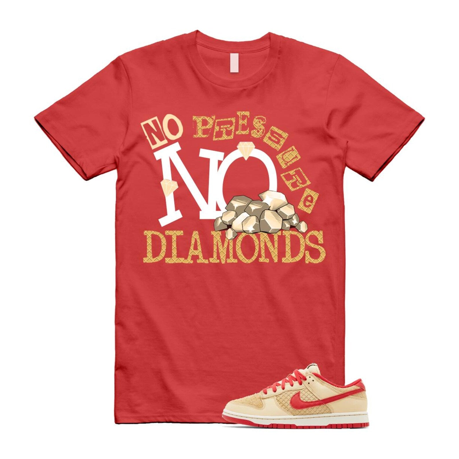 Dunk Strawberry Waffle Pale Vanilla University Red Sail Wheat Low Retro SE T Shirt Match DIAMOND T-Shirt, Sneaker Match Tee