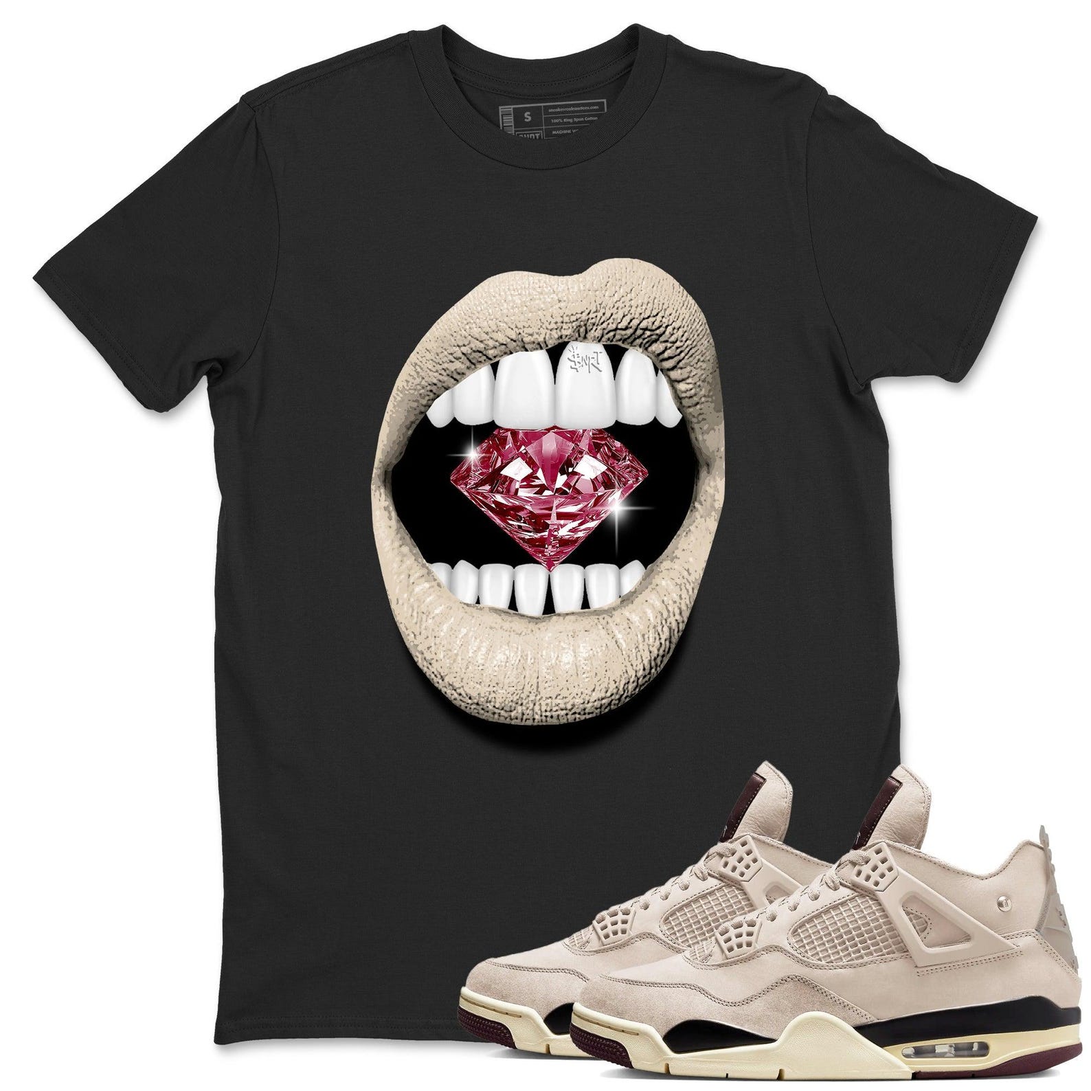 Lips Diamond Sneakerhead Gift Sneaker T Shirts To Match Jordans 4s A Ma Maniere x Fossil Stone T-Shirt, Sneaker Match Tee
