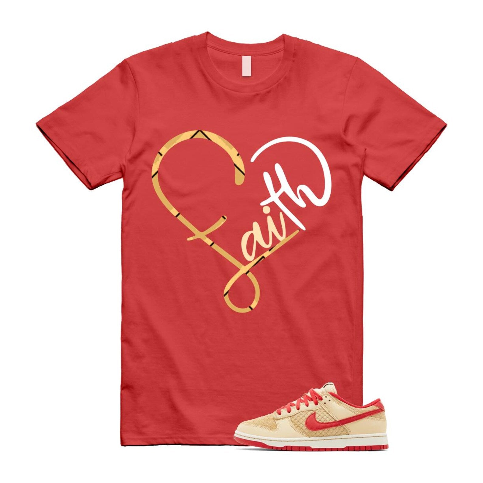 Dunk Strawberry Waffle Pale Vanilla University Red Sail Wheat Low Retro SE T Shirt Match FAITH T-Shirt, Sneaker Match Tee