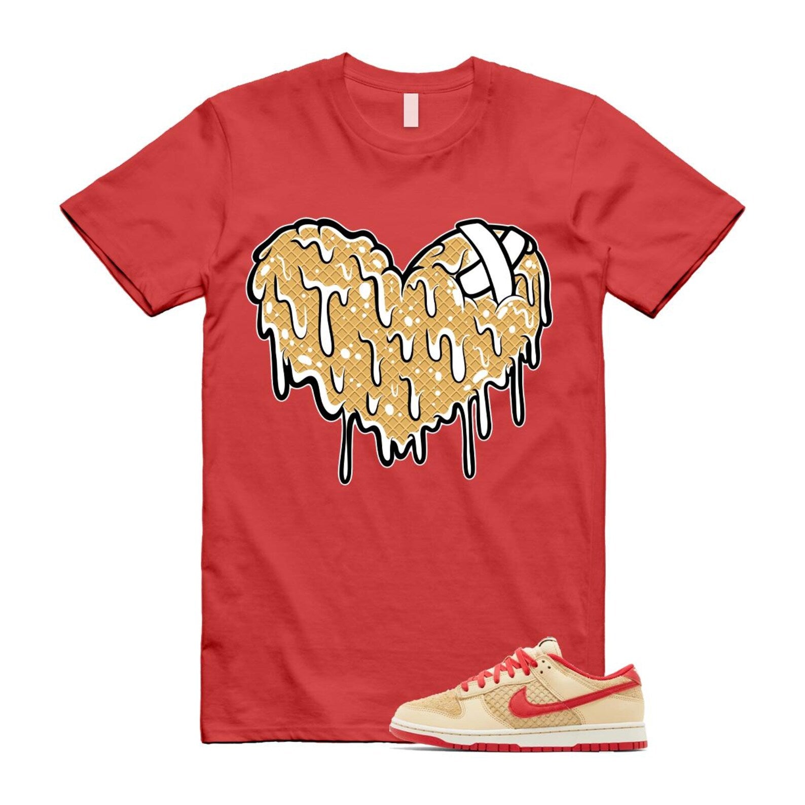 Dunk Strawberry Waffle Pale Vanilla University Red Sail Wheat Low Retro SE T Shirt Match DRHRT T-Shirt, Sneaker Match Tee