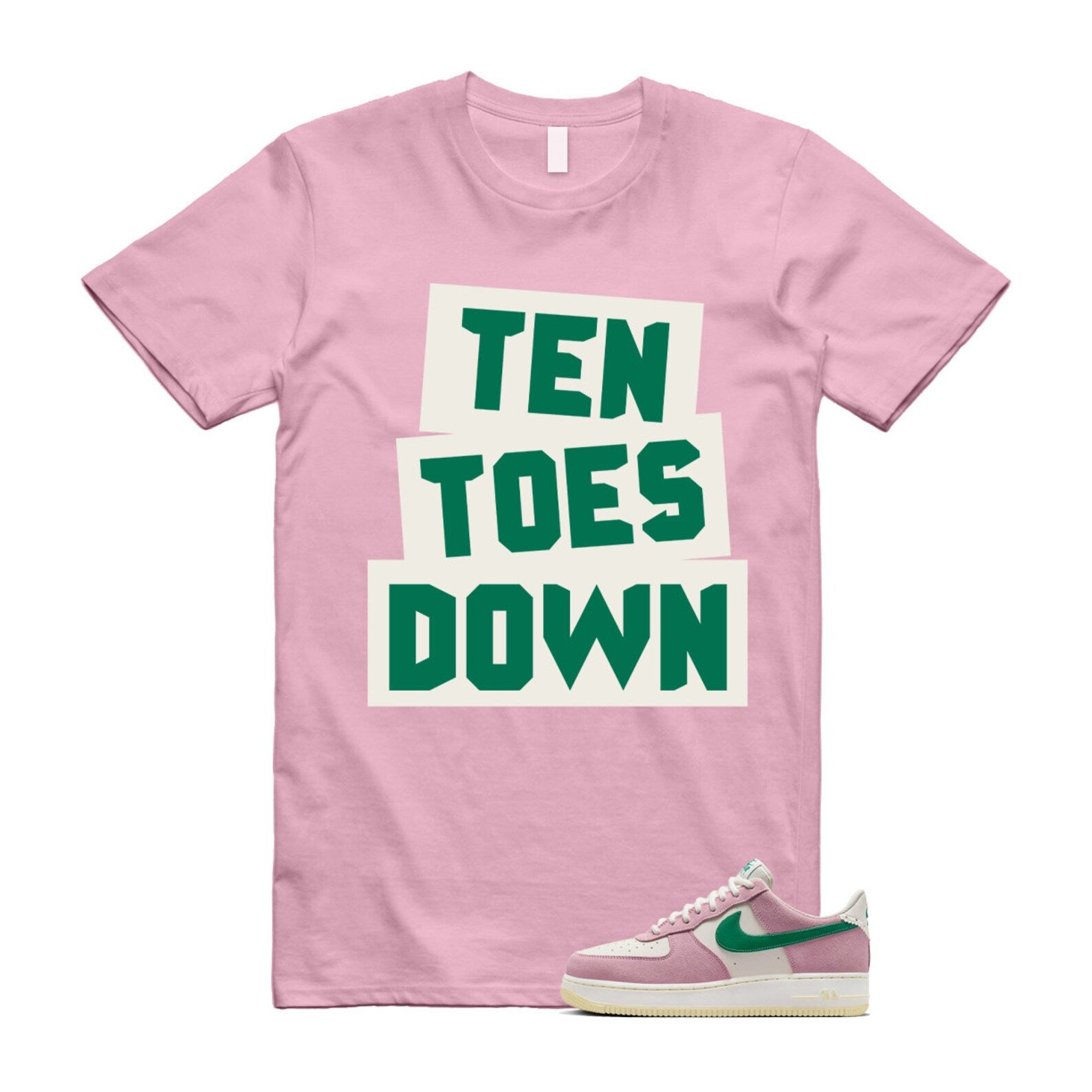 Air Force Pink Malachite 1 Low '07 LV8 Medium Soft Sail Alabaster T Shirt Match TTD T-Shirt, Sneaker Match Tee