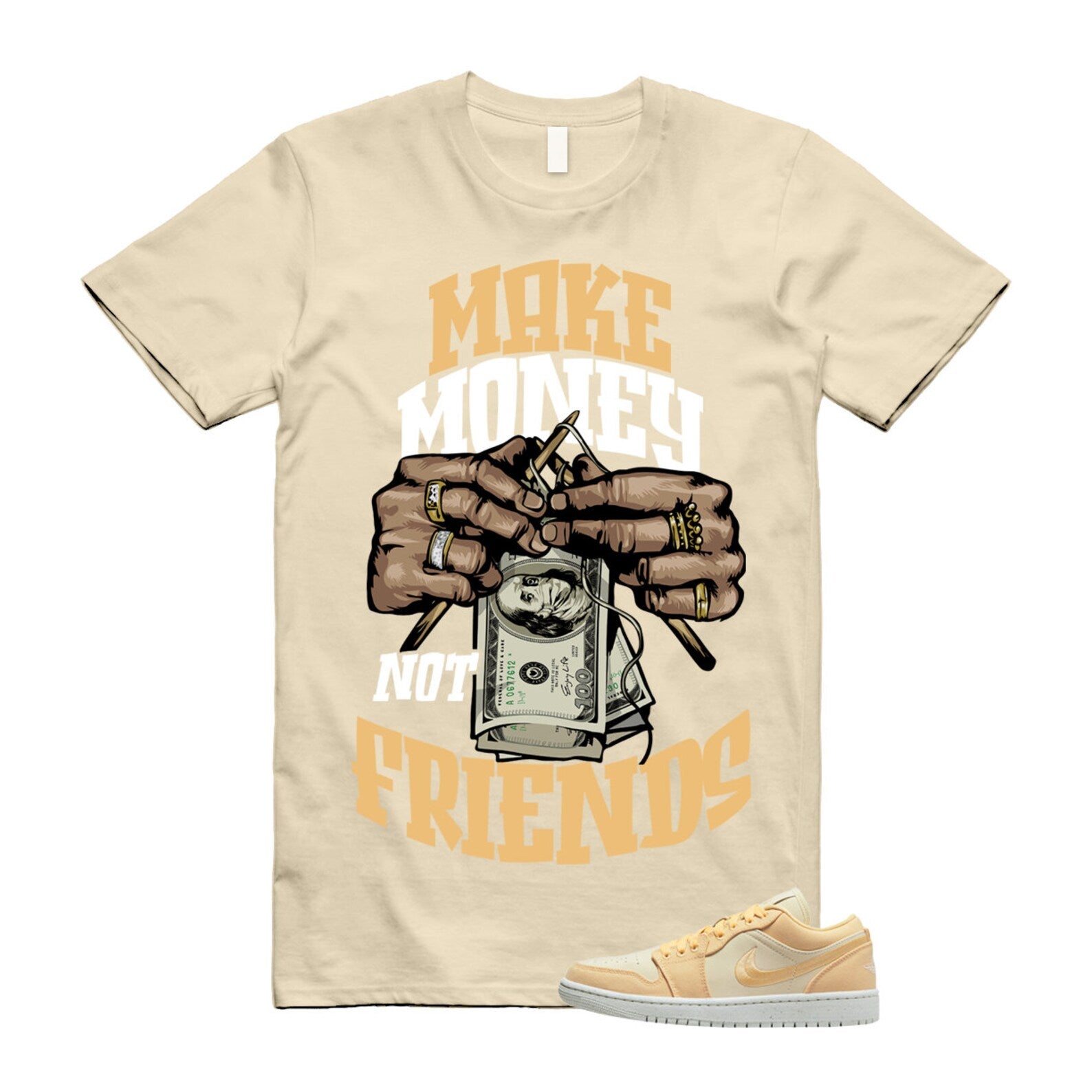 MM T Shirt to match Air J 1 Low SE Celestial Gold Muslin Sail T-Shirt, Sneaker Match Tee