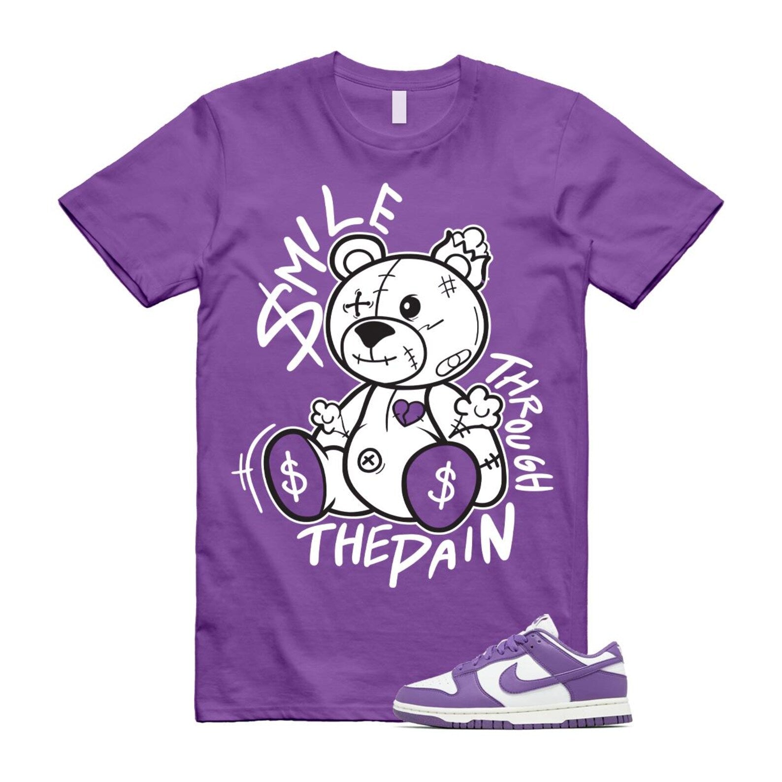 Dunk Black Raspberry Low Next Nature Summit White Sail T Shirt Match Smile Through The Pain T-Shirt, Sneaker Match Tee
