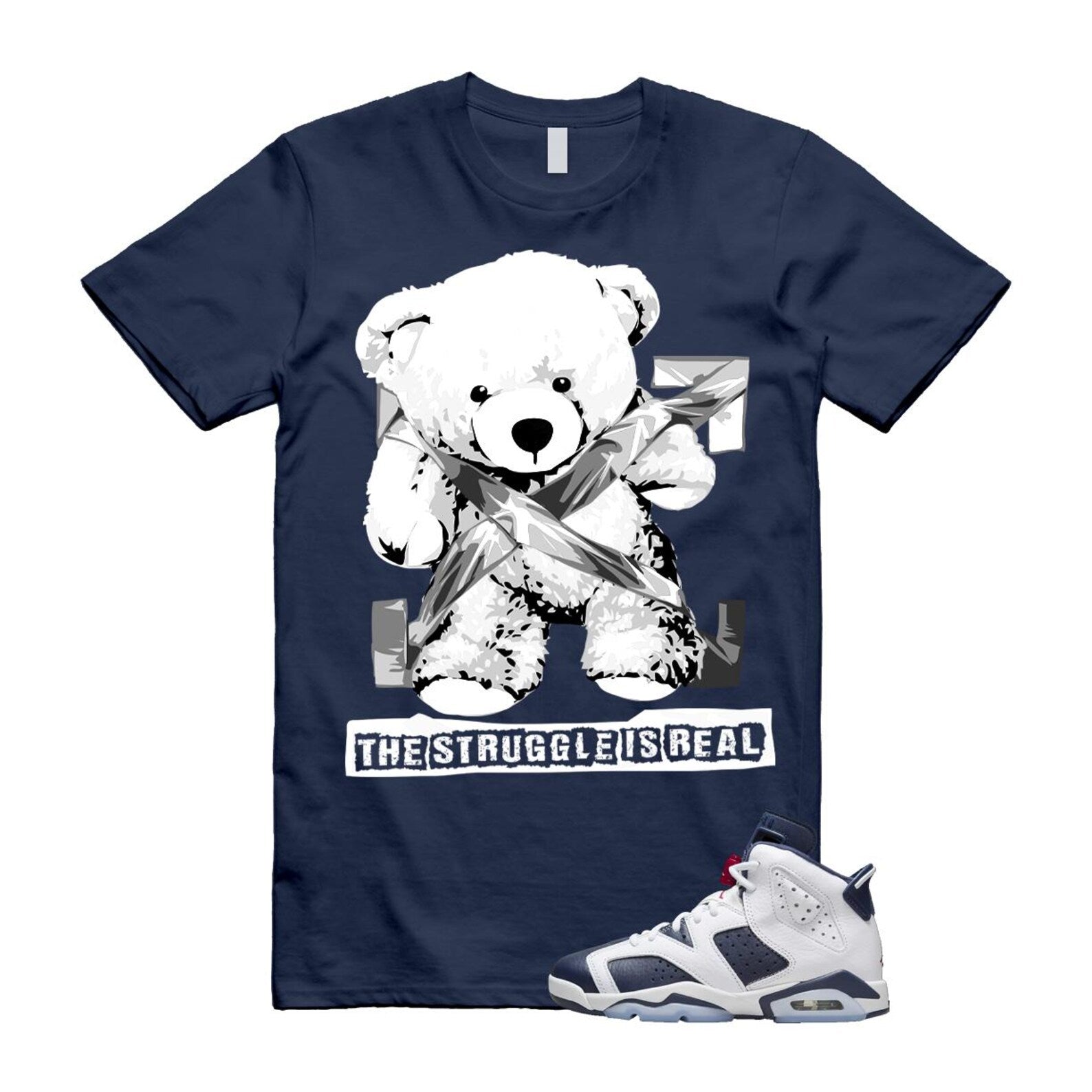 6 Olympic Midnight Navy White Varsity Red Retro T Shirt Match STRUG T-Shirt, Sneaker Match Tee