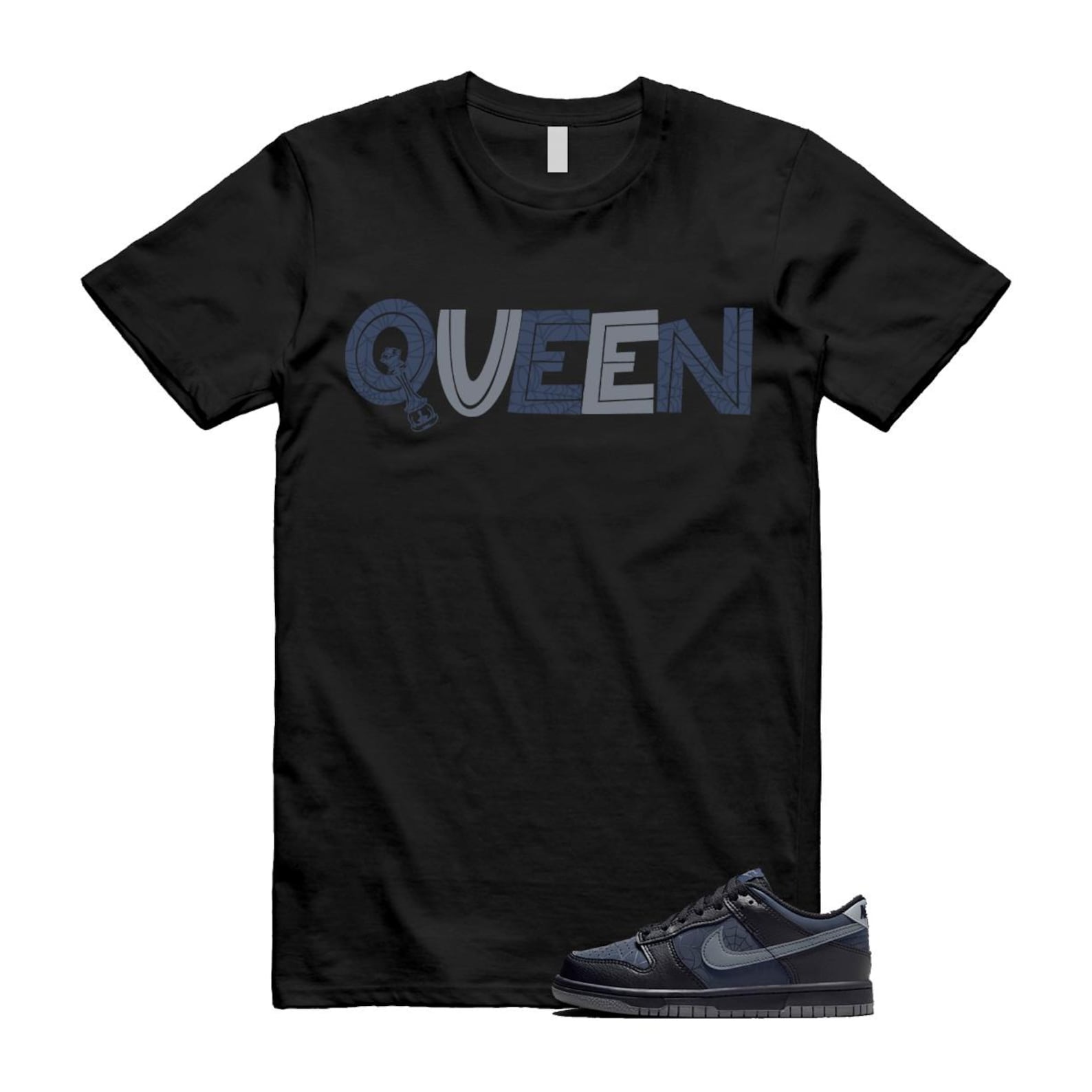 Dunk Black Symbiote Suit Dark Blue Smoke Grey Low T Shirt Match QUEEN T-Shirt, Sneaker Match Tee