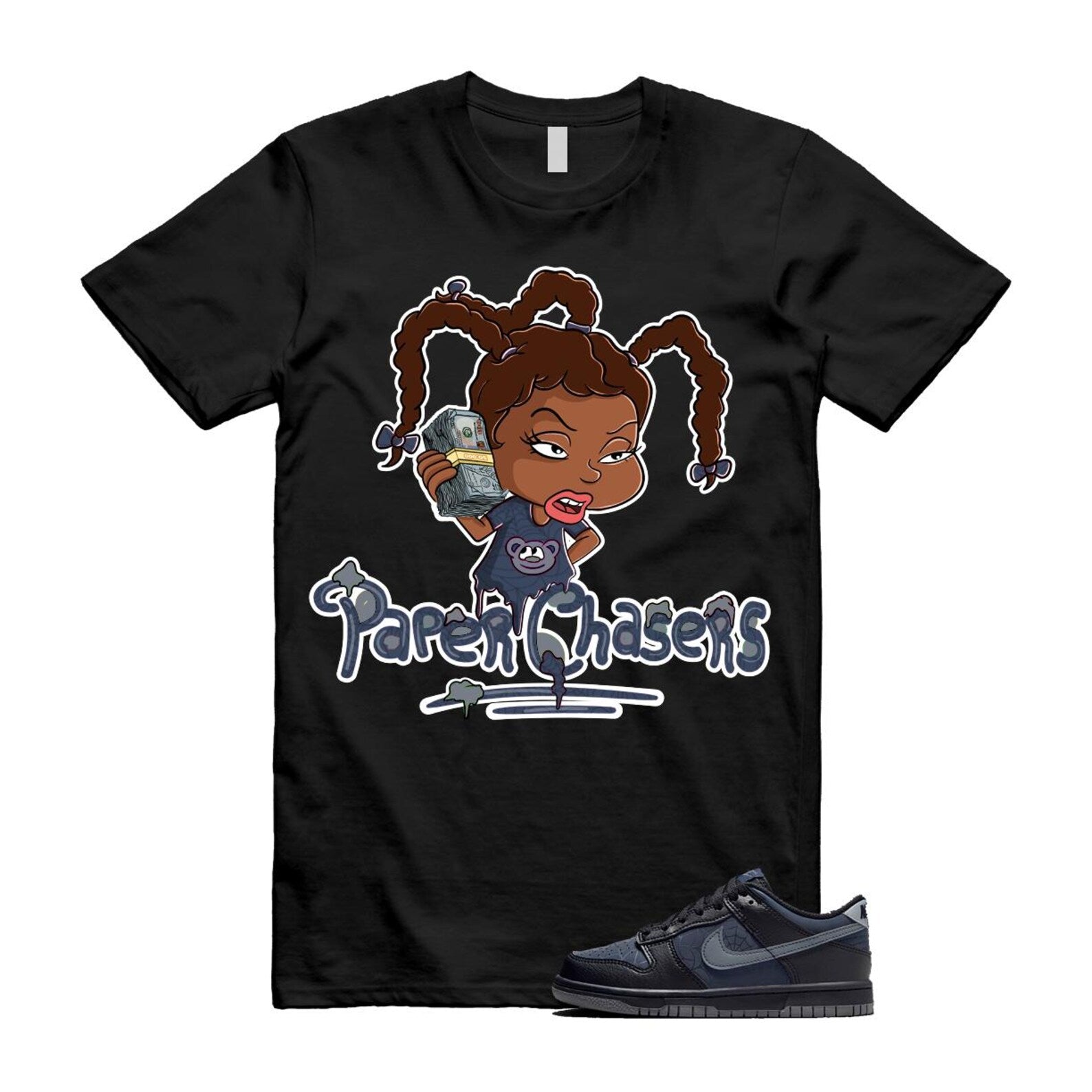 Dunk Black Symbiote Suit Dark Blue Smoke Grey Low T Shirt Match PC T-Shirt, Sneaker Match Tee