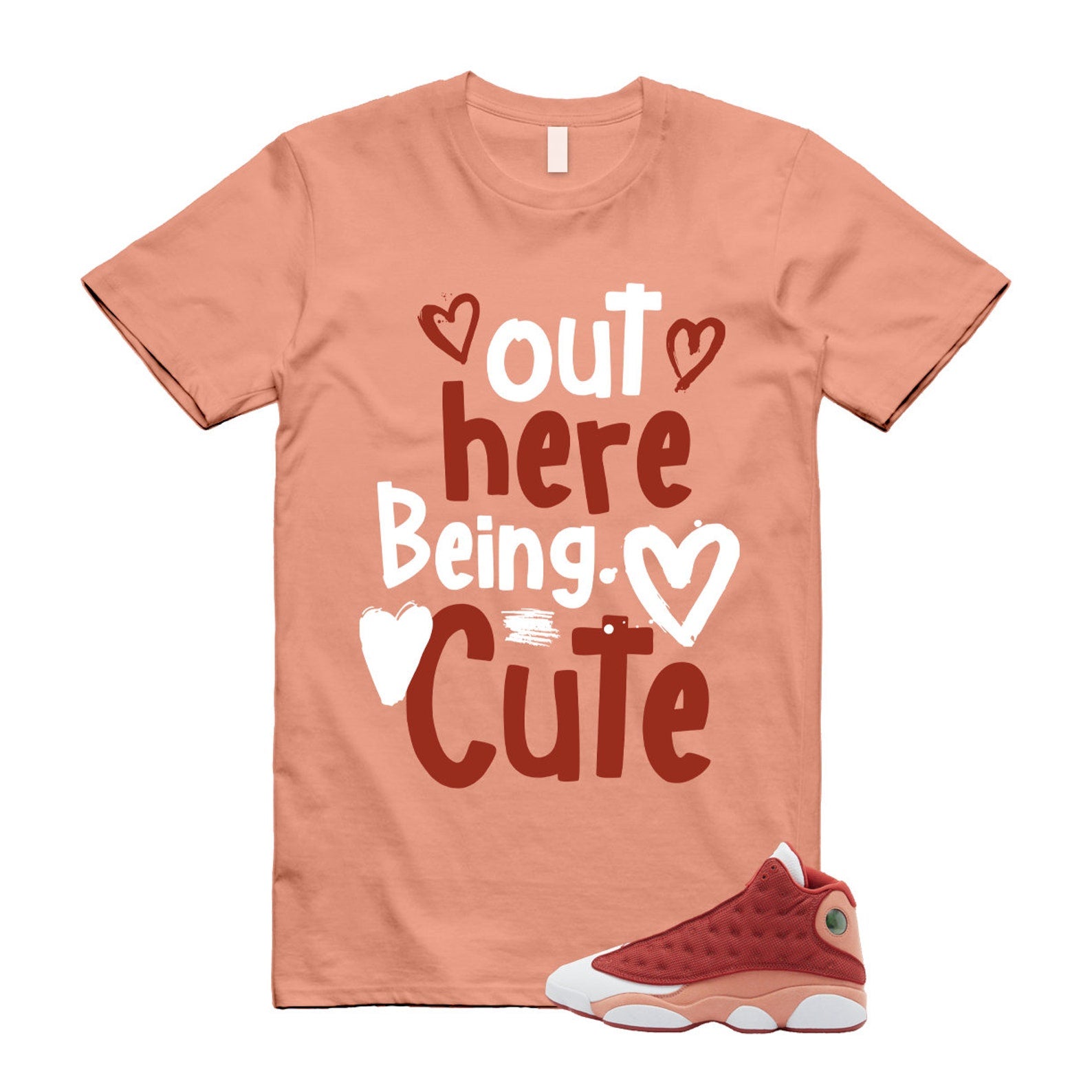 13 Dune Red Terra Blush White T Shirt Match Out Here Being Cute T-Shirt, Sneaker Match Tee