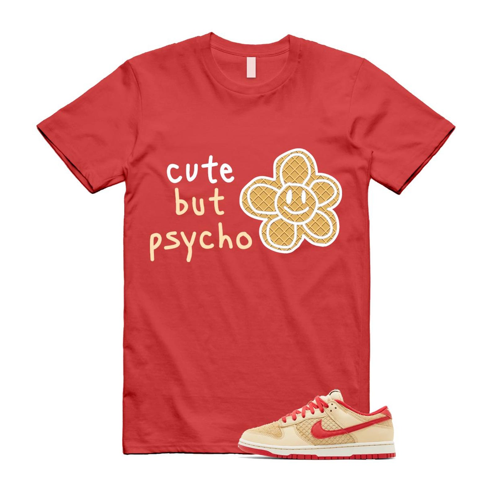 Dunk Strawberry Waffle Pale Vanilla University Red Sail Wheat Low Retro SE T Shirt Match PSYCHO T-Shirt, Sneaker Match Tee