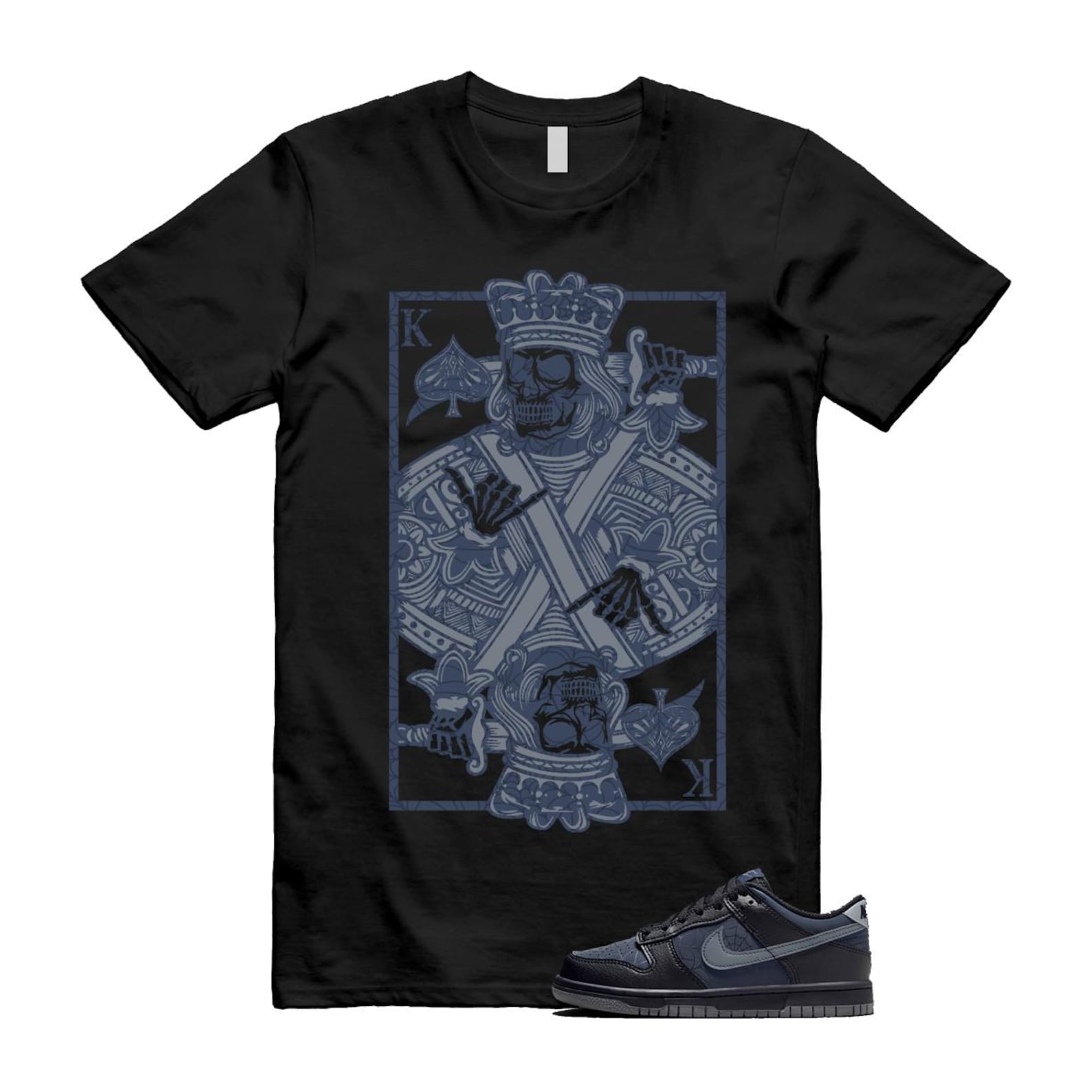 Dunk Black Symbiote Suit Dark Blue Smoke Grey Low T Shirt Match KC T-Shirt, Sneaker Match Tee