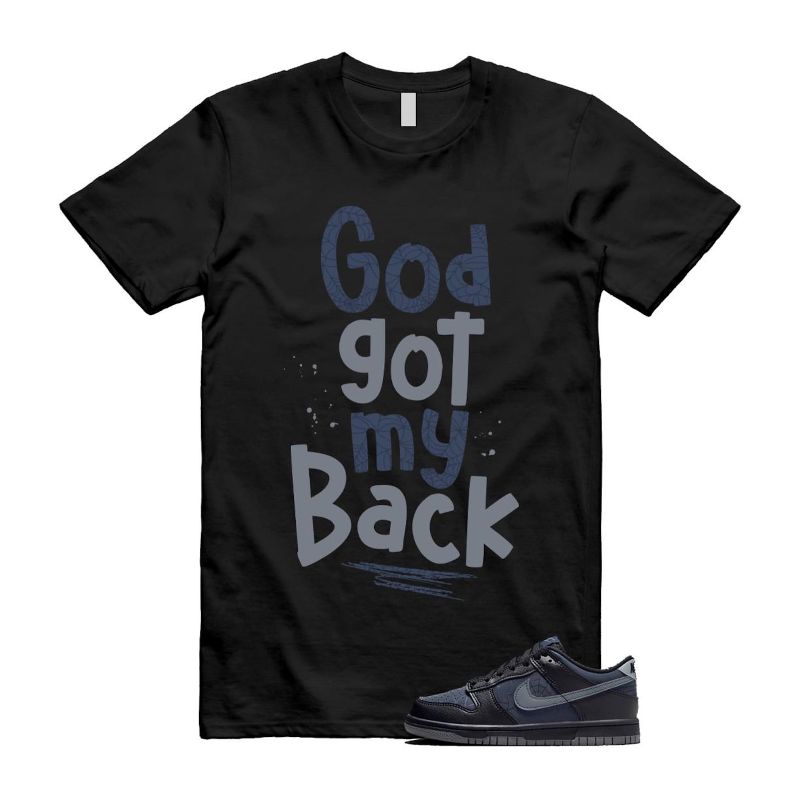 Dunk Black Symbiote Suit Dark Blue Smoke Grey Low T Shirt Match GOD T-Shirt, Sneaker Match Tee