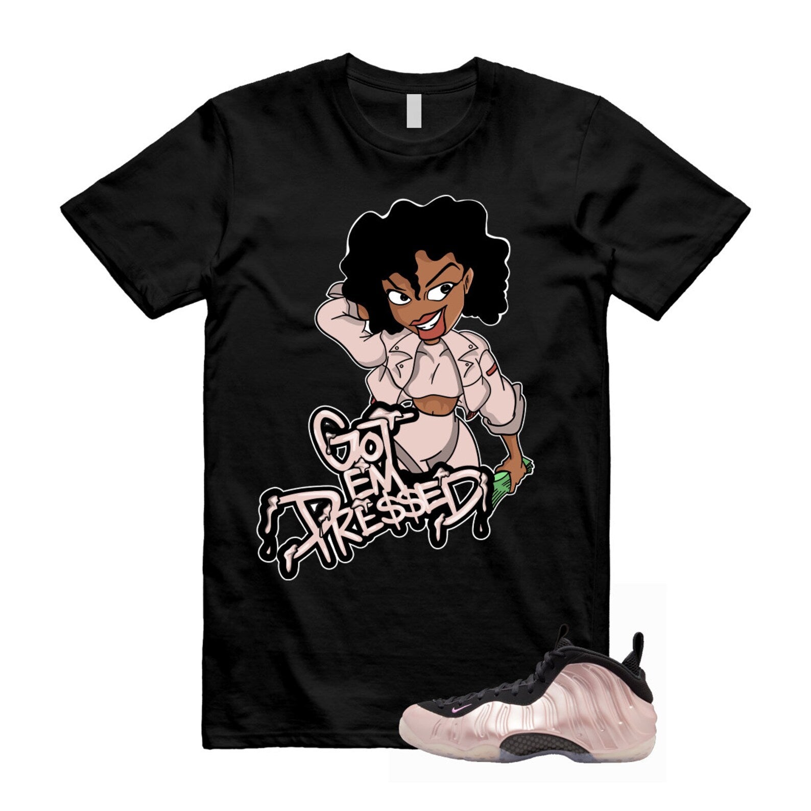 Foamposite Cherry Blossom Air One DMV Platinum Violet Pink Rise White Black T Shirt Match PRESSED T-Shirt, Sneaker Match Tee