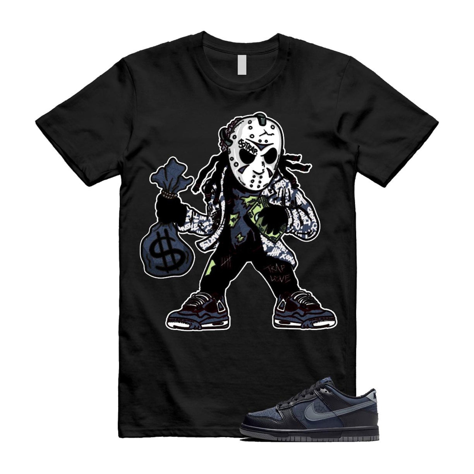 Dunk Black Symbiote Suit Dark Blue Smoke Grey Low T Shirt Match JASON T-Shirt, Sneaker Match Tee