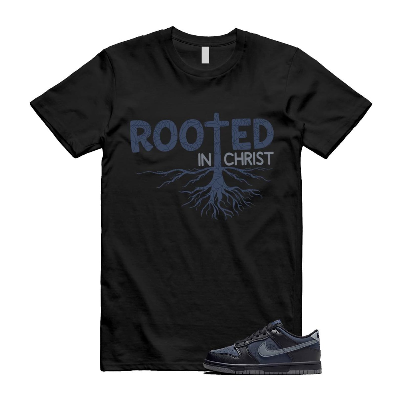Dunk Black Symbiote Suit Dark Blue Smoke Grey Low T Shirt Match ROOTED T-Shirt, Sneaker Match Tee