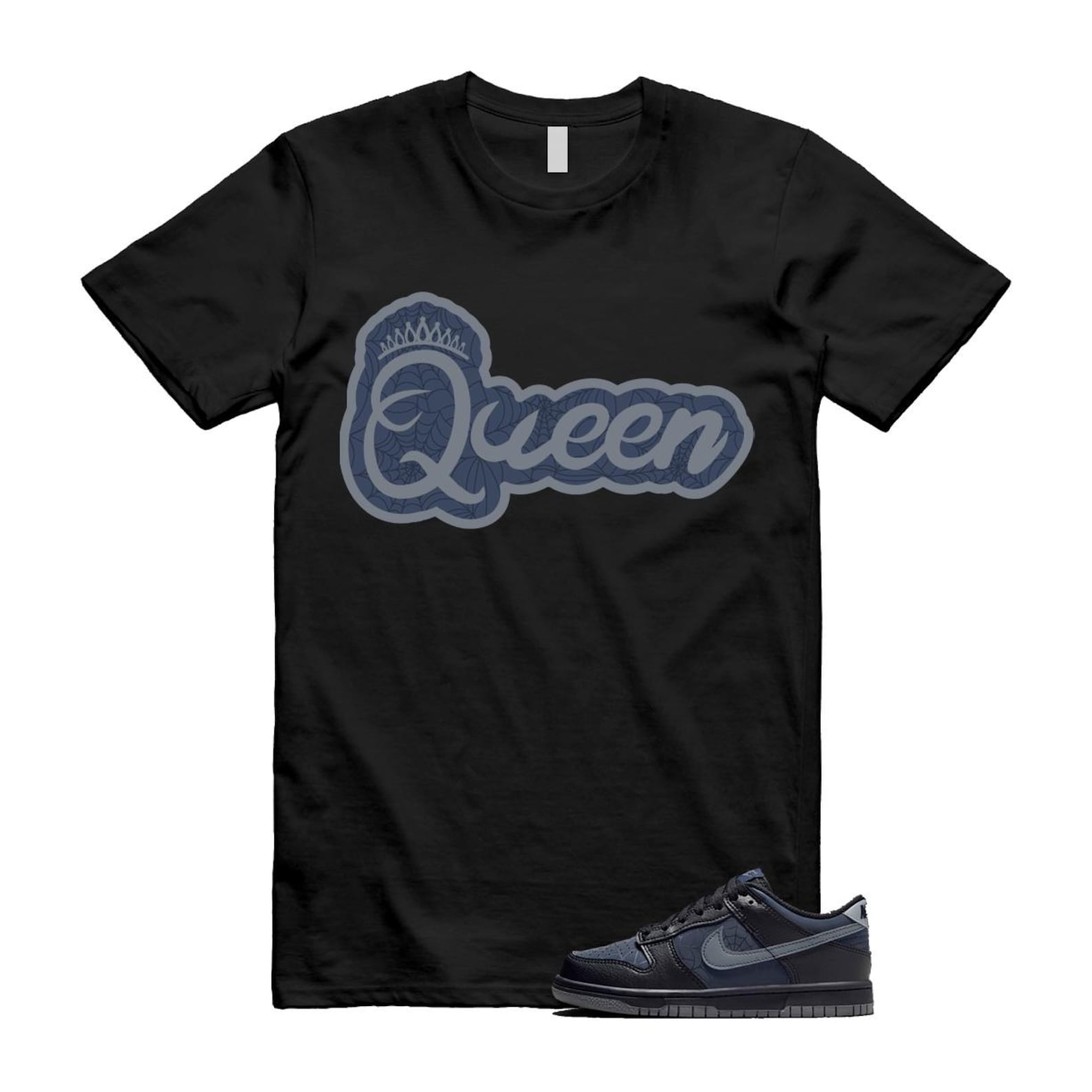 Dunk Black Symbiote Suit Dark Blue Smoke Grey Low T Shirt Match Q2 T-Shirt, Sneaker Match Tee
