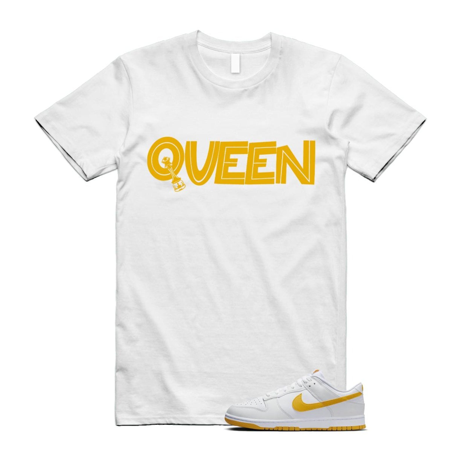 Dunk White University Gold Low T Shirt Match QUEEN T-Shirt, Sneaker Match Tee