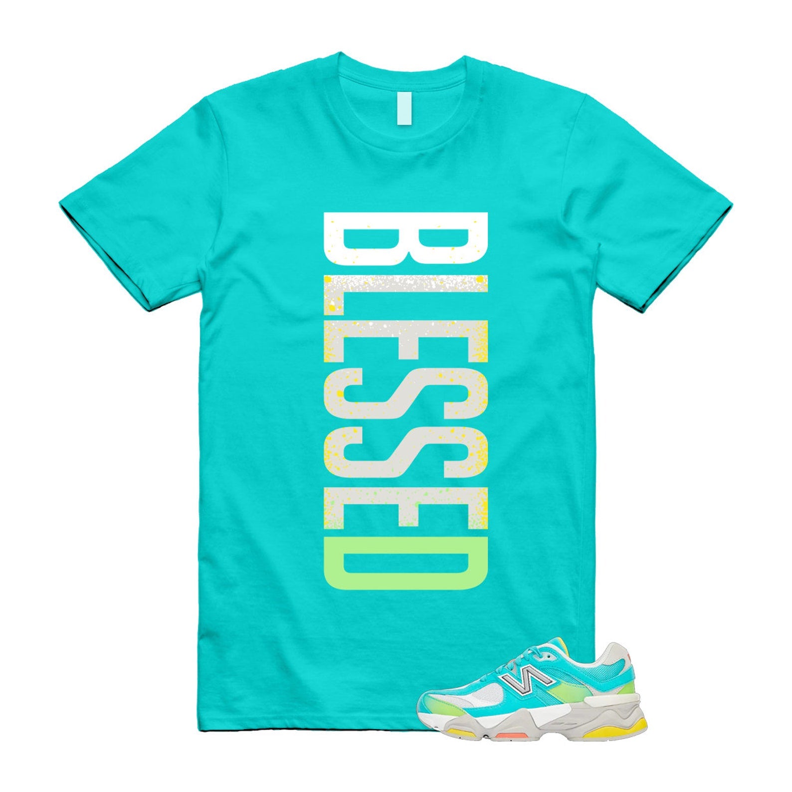Cyan Burst 9060 Virtual Blue White Reflection Grey Guava Sunflower Yellow GS T Shirt Match VERTBLS T-Shirt, Sneaker Match Tee