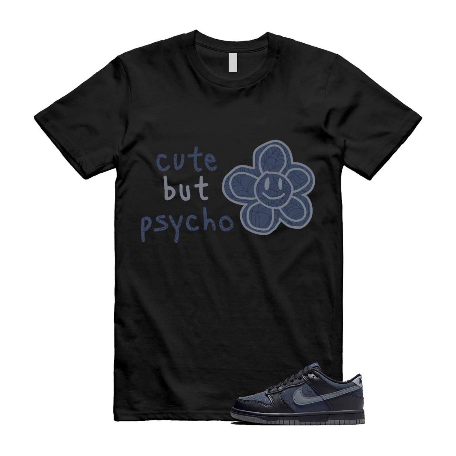 Dunk Black Symbiote Suit Dark Blue Smoke Grey Low T Shirt Match PSYCHO T-Shirt, Sneaker Match Tee