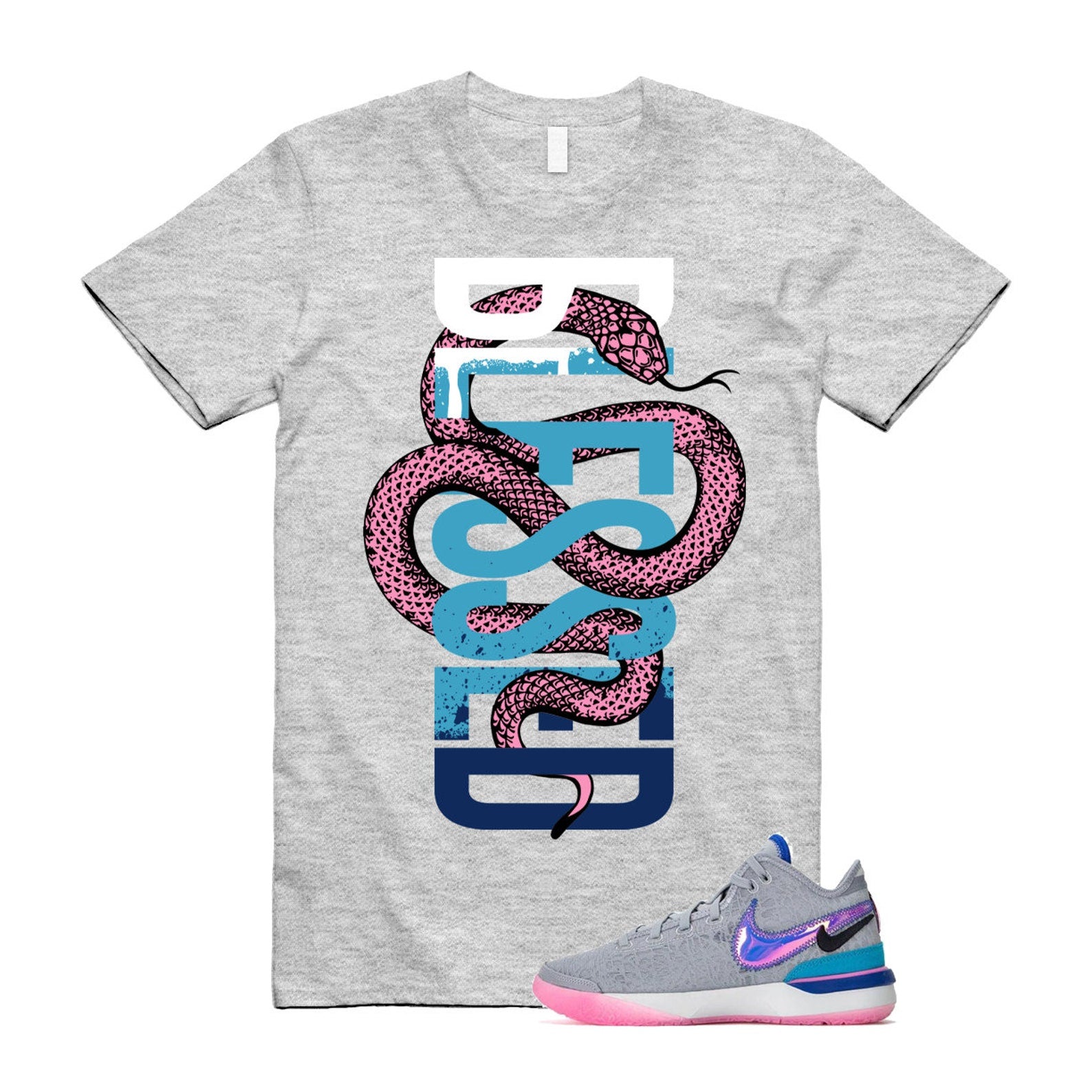 SNAKEBLS T Shirt to match N Zoom LeBron NXXT Gen Wolf Grey Pink Spell Hyper Royal T-Shirt, Sneaker Match Tee