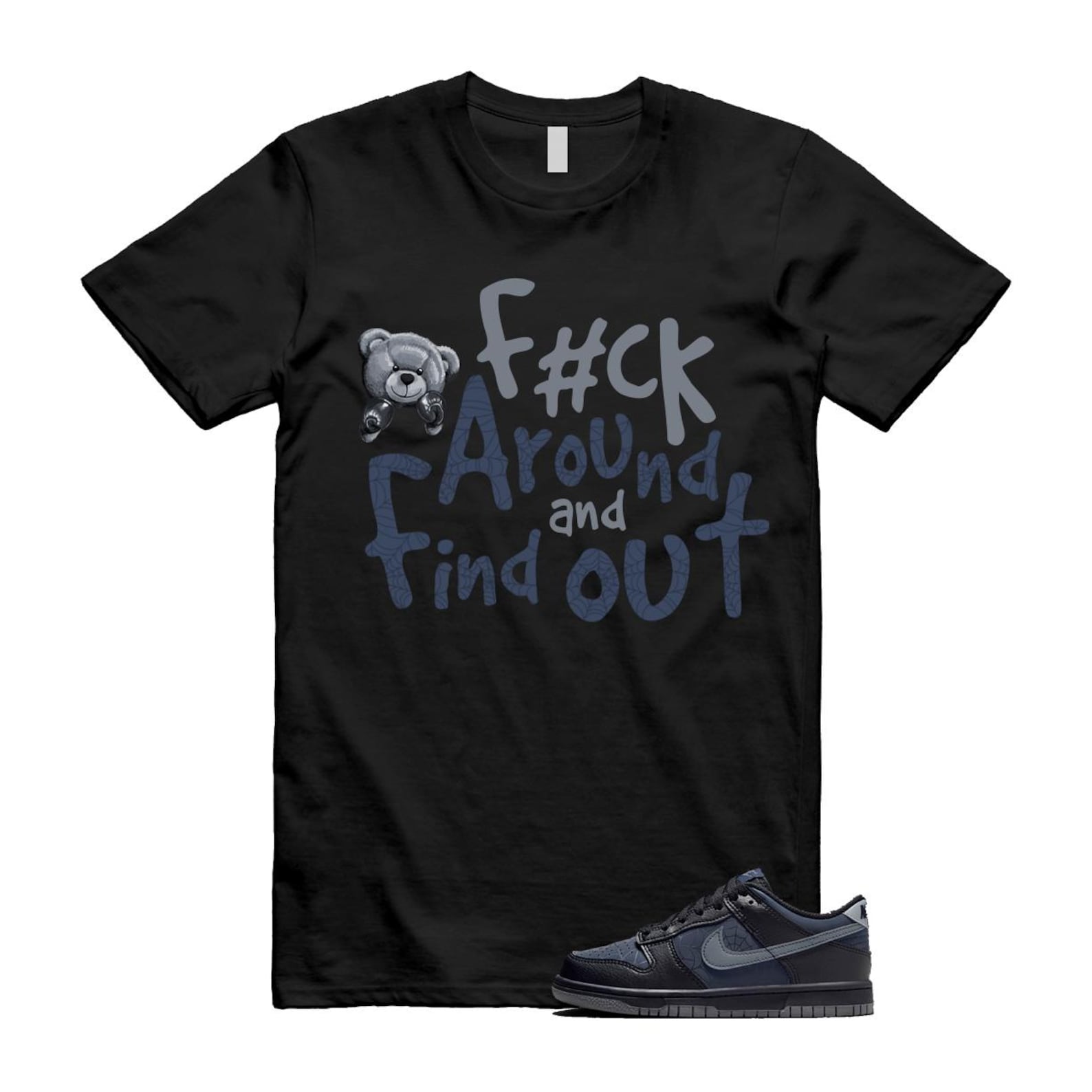 Dunk Black Symbiote Suit Dark Blue Smoke Grey Low T Shirt Match FCK T-Shirt, Sneaker Match Tee