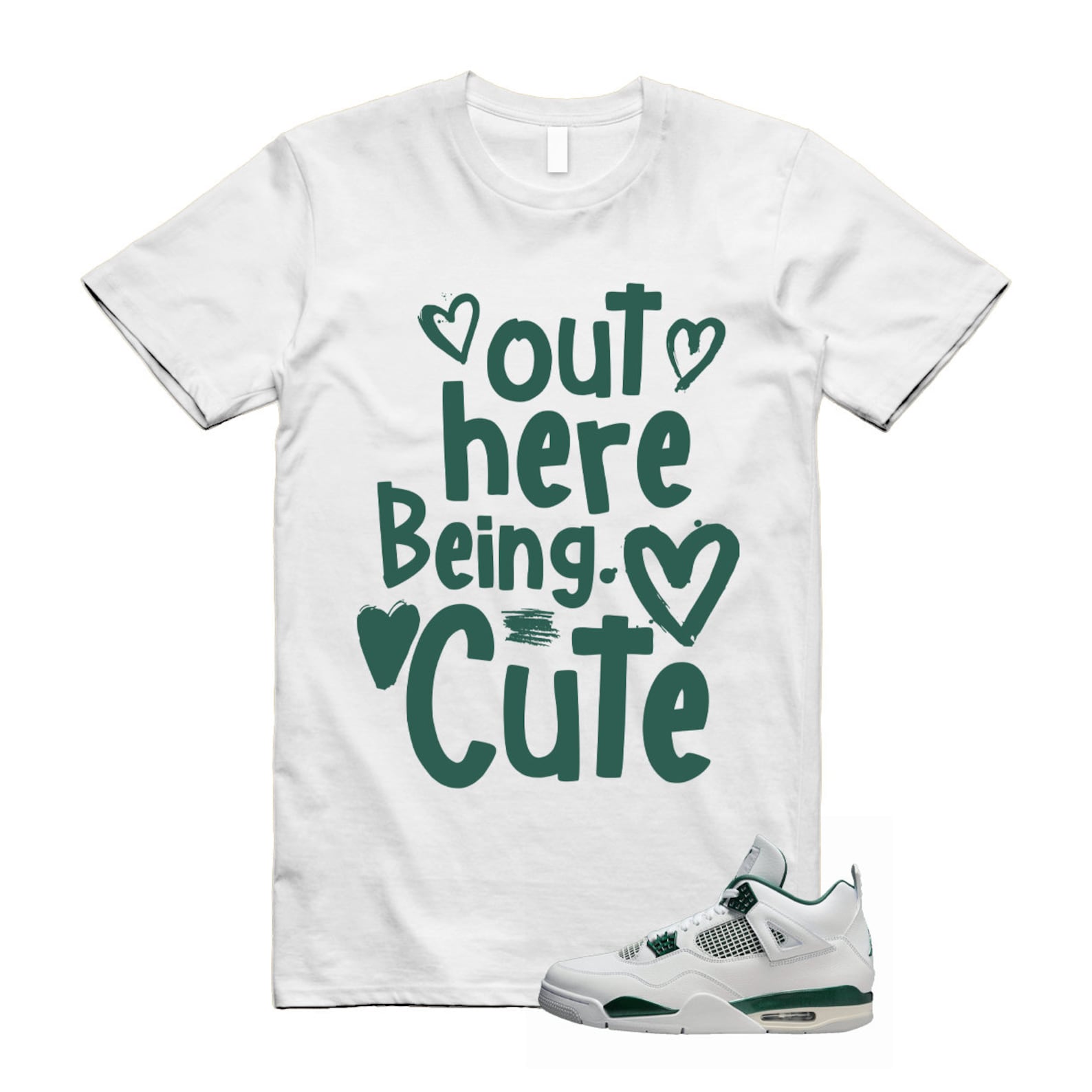 4 Oxidized Green White Neutral Grey T Shirt Match Out Here Being Cute T-Shirt, Sneaker Match Tee