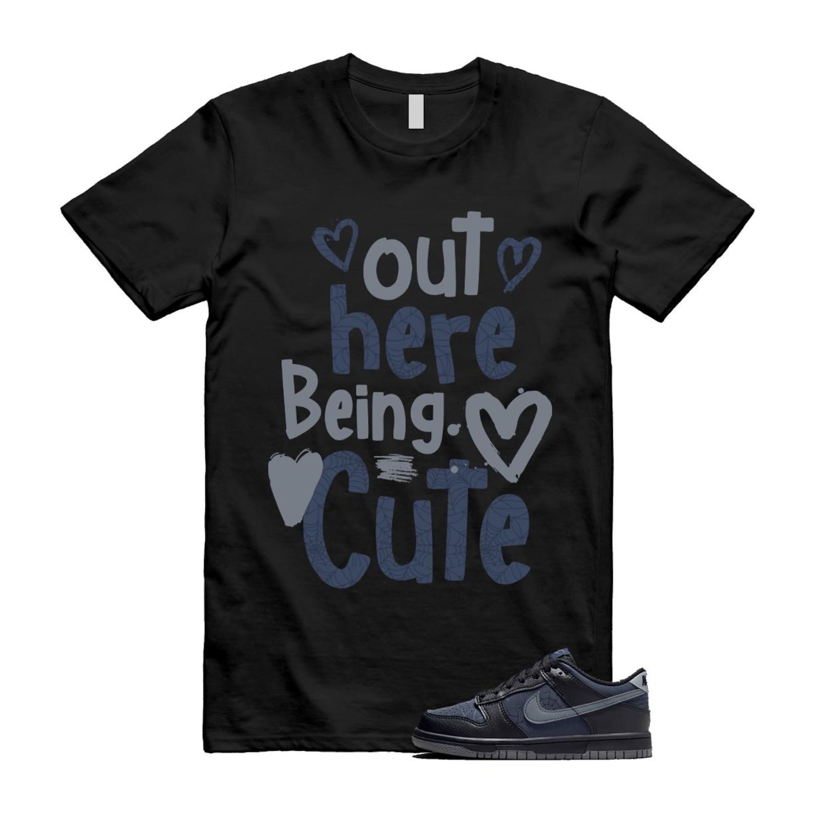 Dunk Black Symbiote Suit Dark Blue Smoke Grey Low T Shirt Match Out Here Being Cute T-Shirt, Sneaker Match Tee