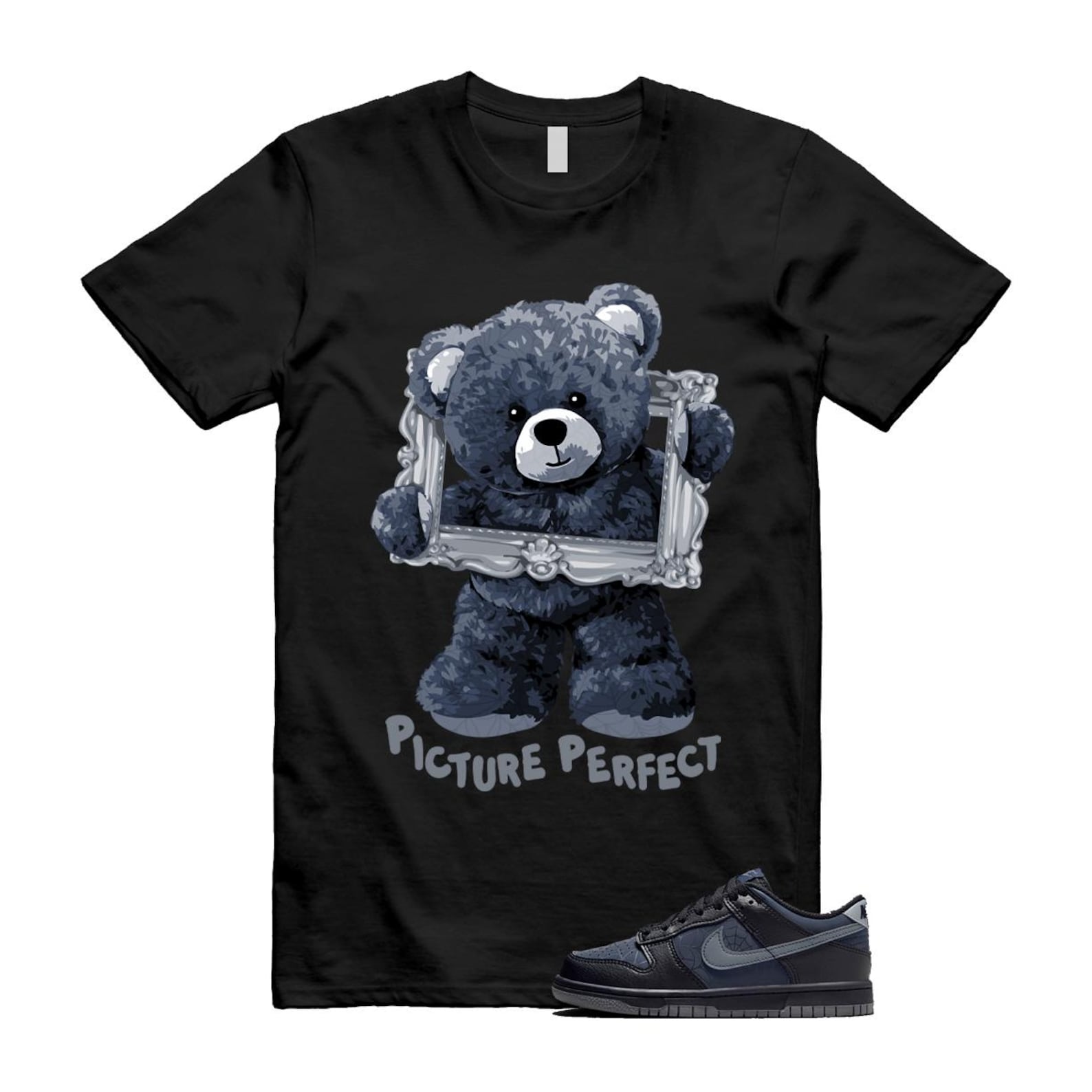 Dunk Black Symbiote Suit Dark Blue Smoke Grey Low T Shirt Match PIC T-Shirt, Sneaker Match Tee