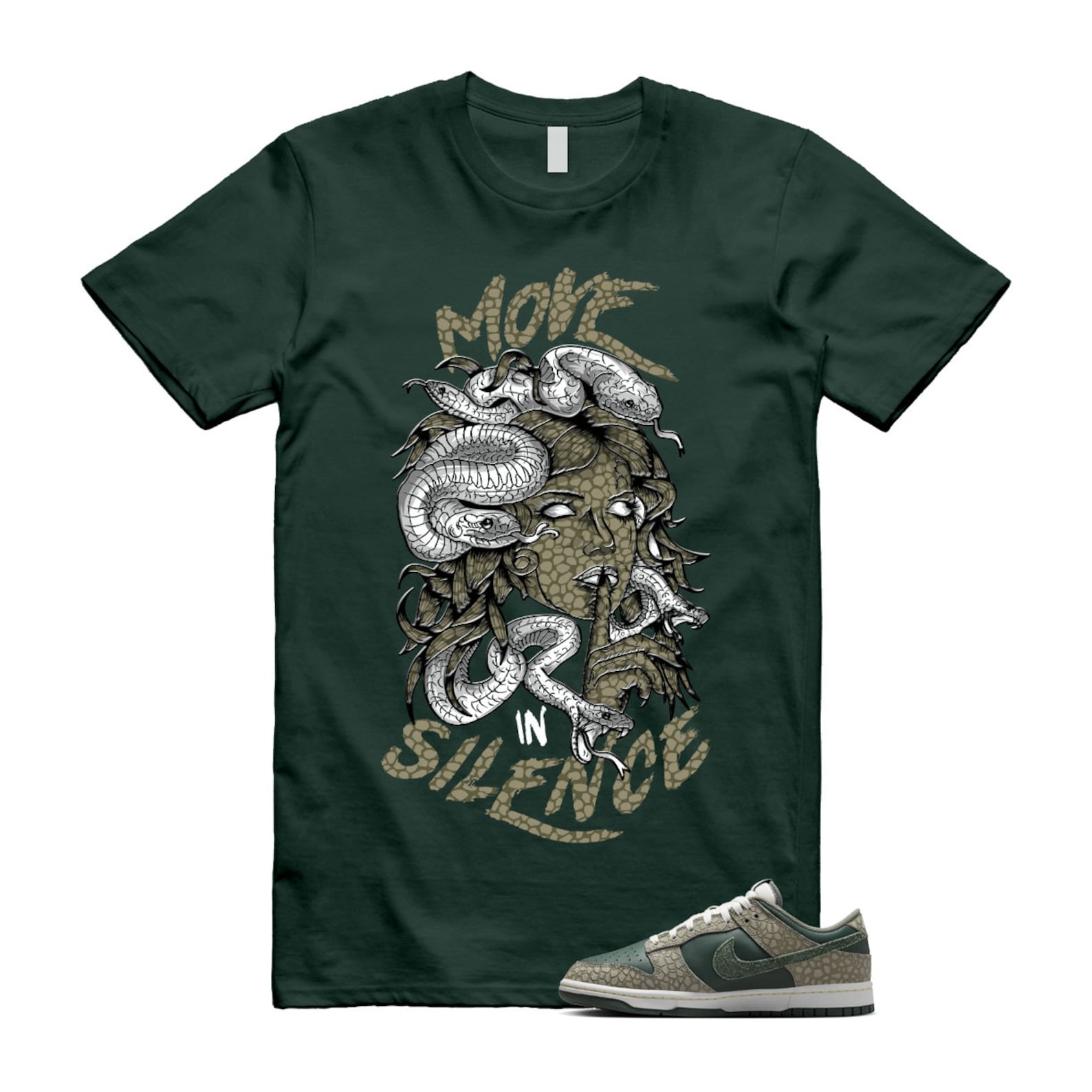 Dunk Urban Landscape 2.0 Low PRM Dark Stucco Vintage Green Summit White Alabaster T Shirt Match MIS T-Shirt, Sneaker Match Tee